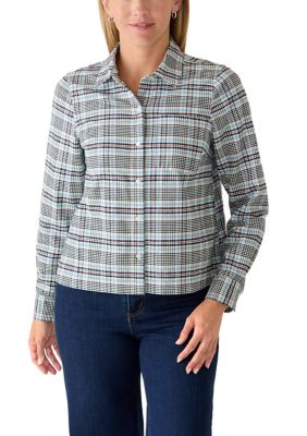 Crown & Ivy Women's Long Sleeve Boyfriend Shirt