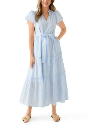 Crown & Ivy Women's Flutter Sleeve Belted Maxi Dress