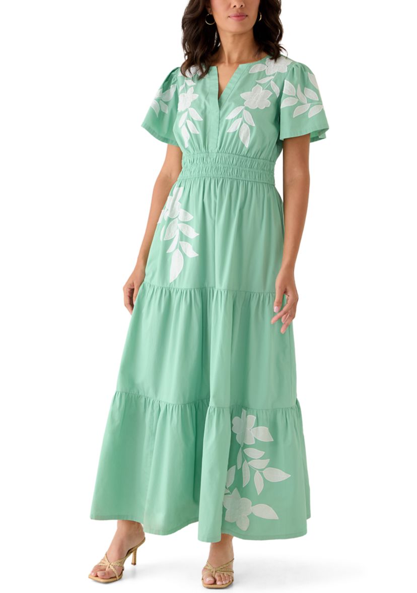 chinese dress ladies Naomi Short Sleeve Maxi Dress | Pale Blue Floral main image 0