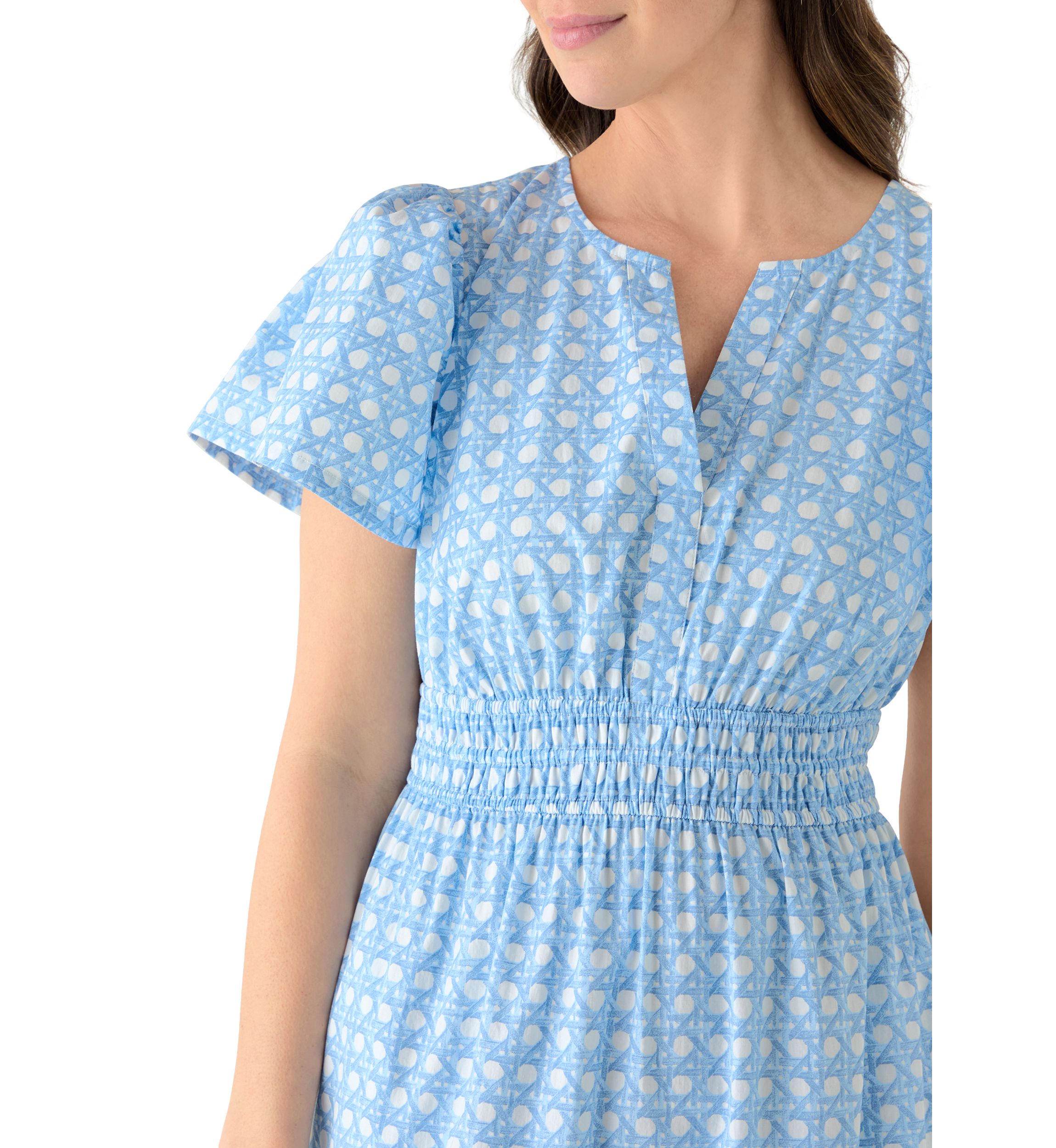 kensie short sleeve smocked waist a line midi dress Kensie Short Sleeve Smocked Waist A-Line Midi Dress