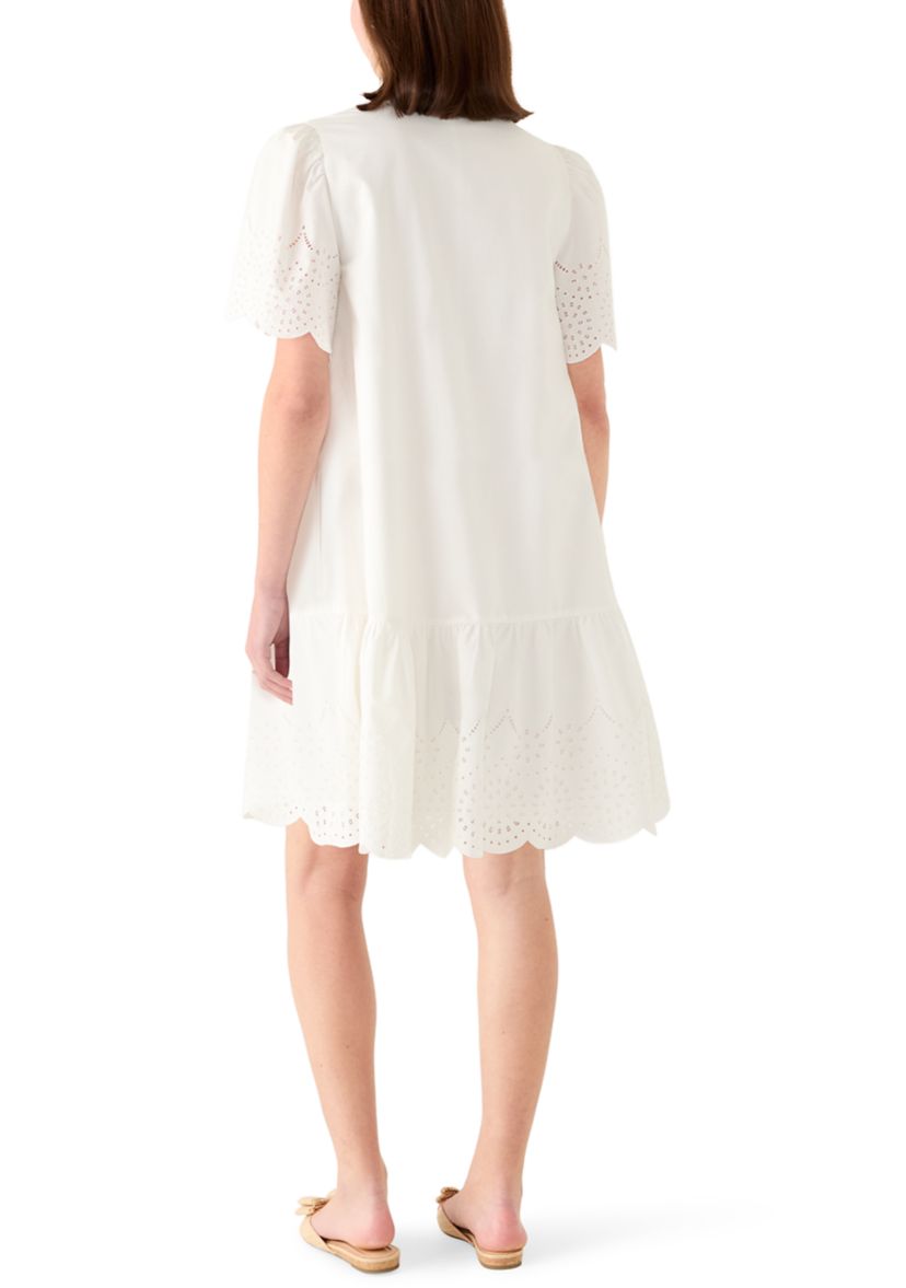 Crown & Ivy Women's Short Sleeve Notch Neck Eyelet Mini Dress | Belk