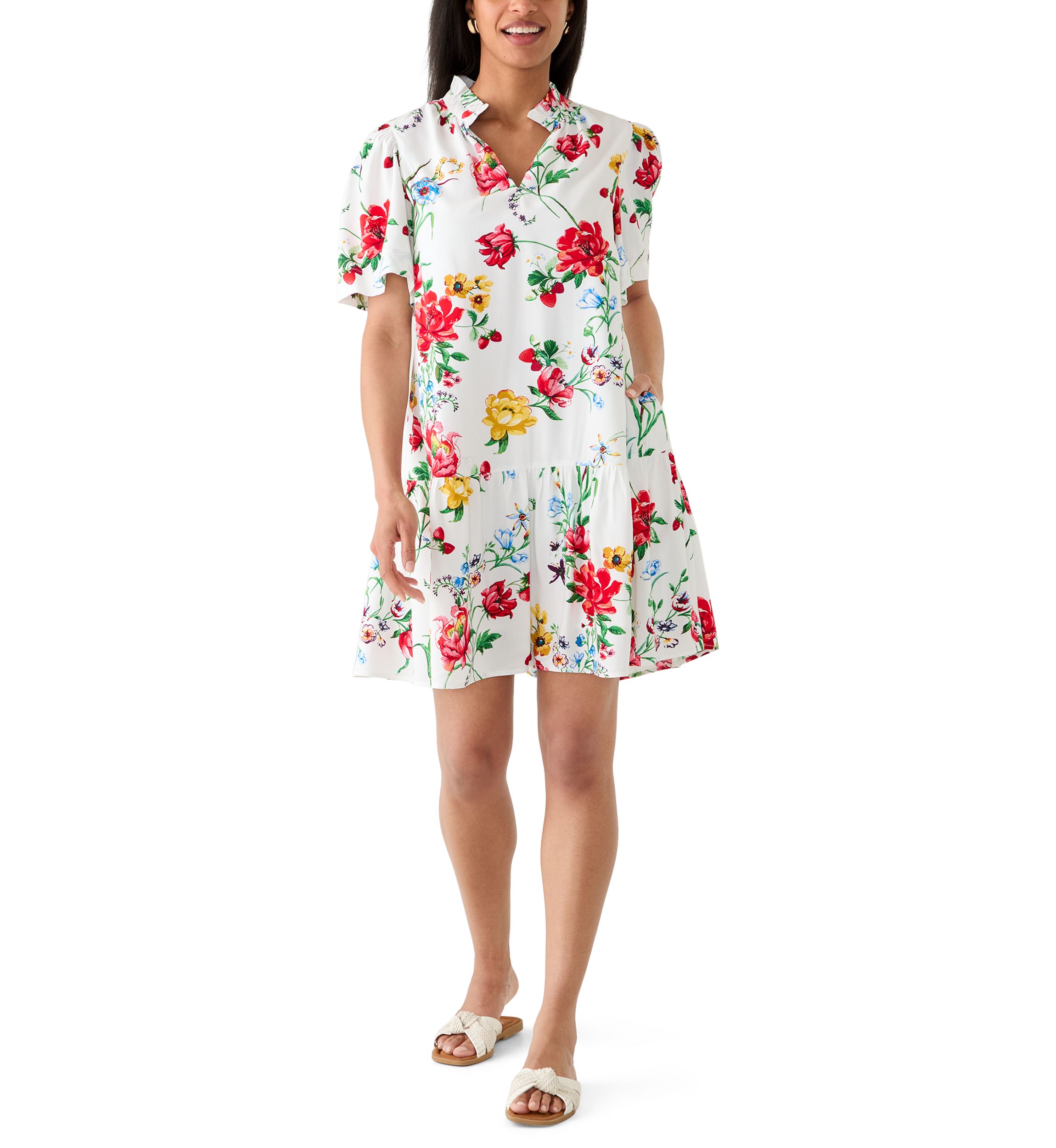 chinese dress ladies Women's Short Dresses Dot Puff Sleeve Short Dress V neck at Amazon Women's  Clothing store main image 0