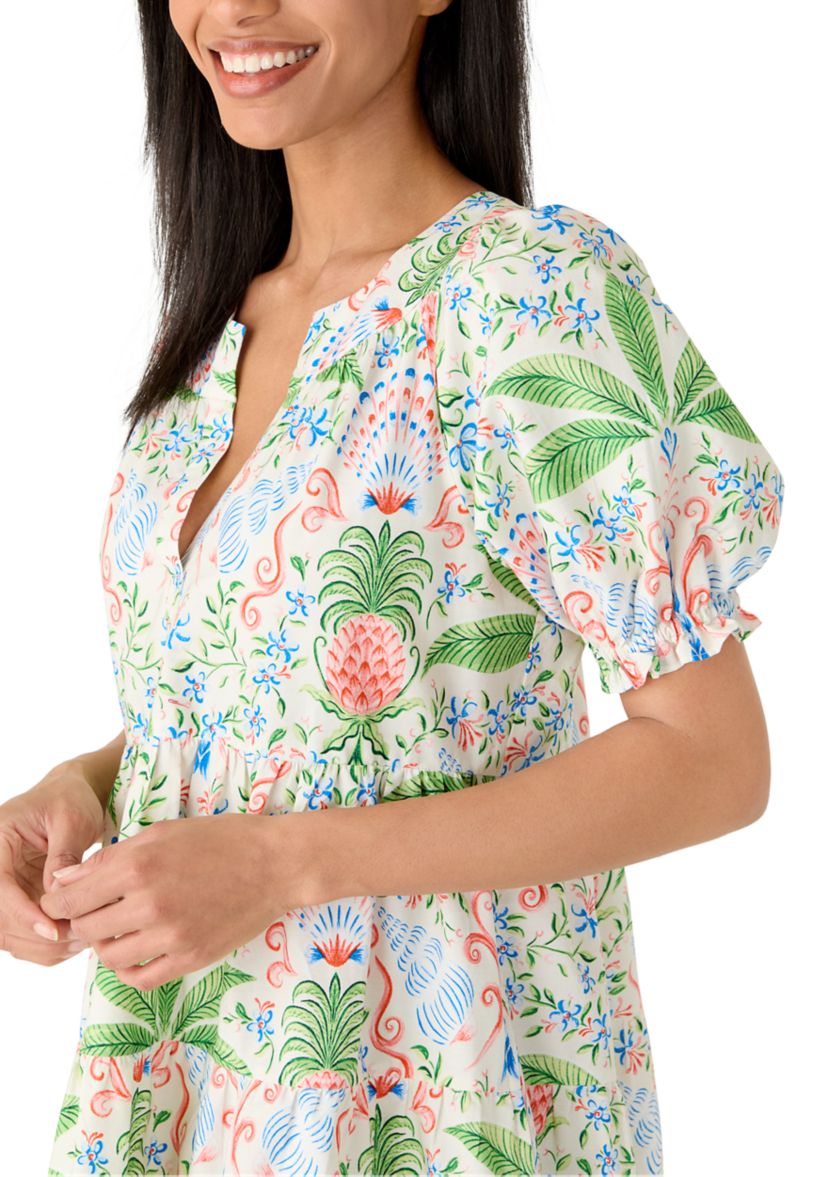 Crown & Ivy Women's Short Sleeve Printed Peasant Dress | Belk