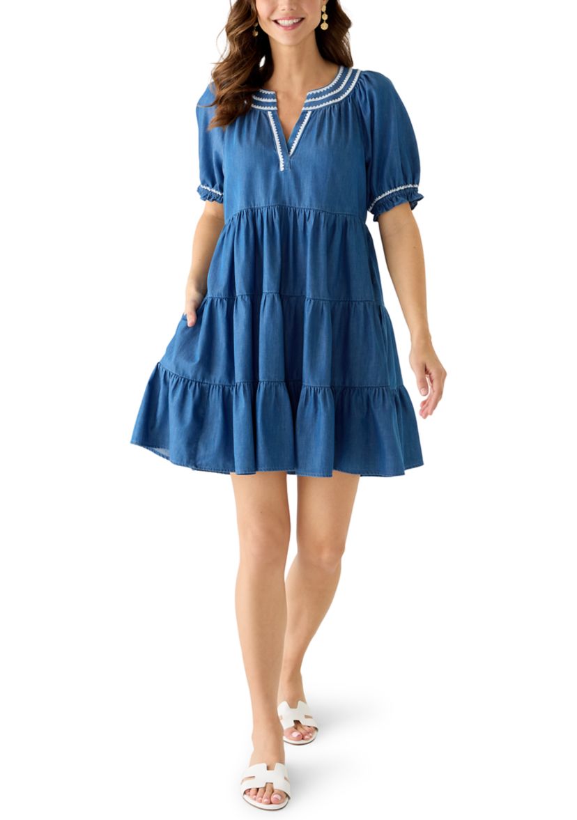 Crown & Ivy Women's Short Sleeve Peasant Dress | Belk