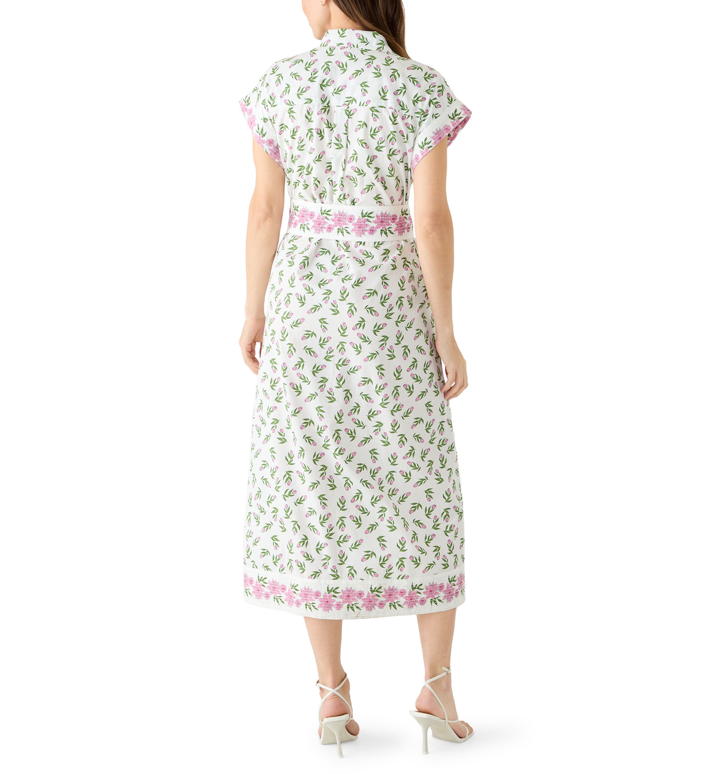 navy floral print short sleeve belted wrap midi dress reviews Crown & Ivy™ Women's Short Sleeve Belted Midi Dress