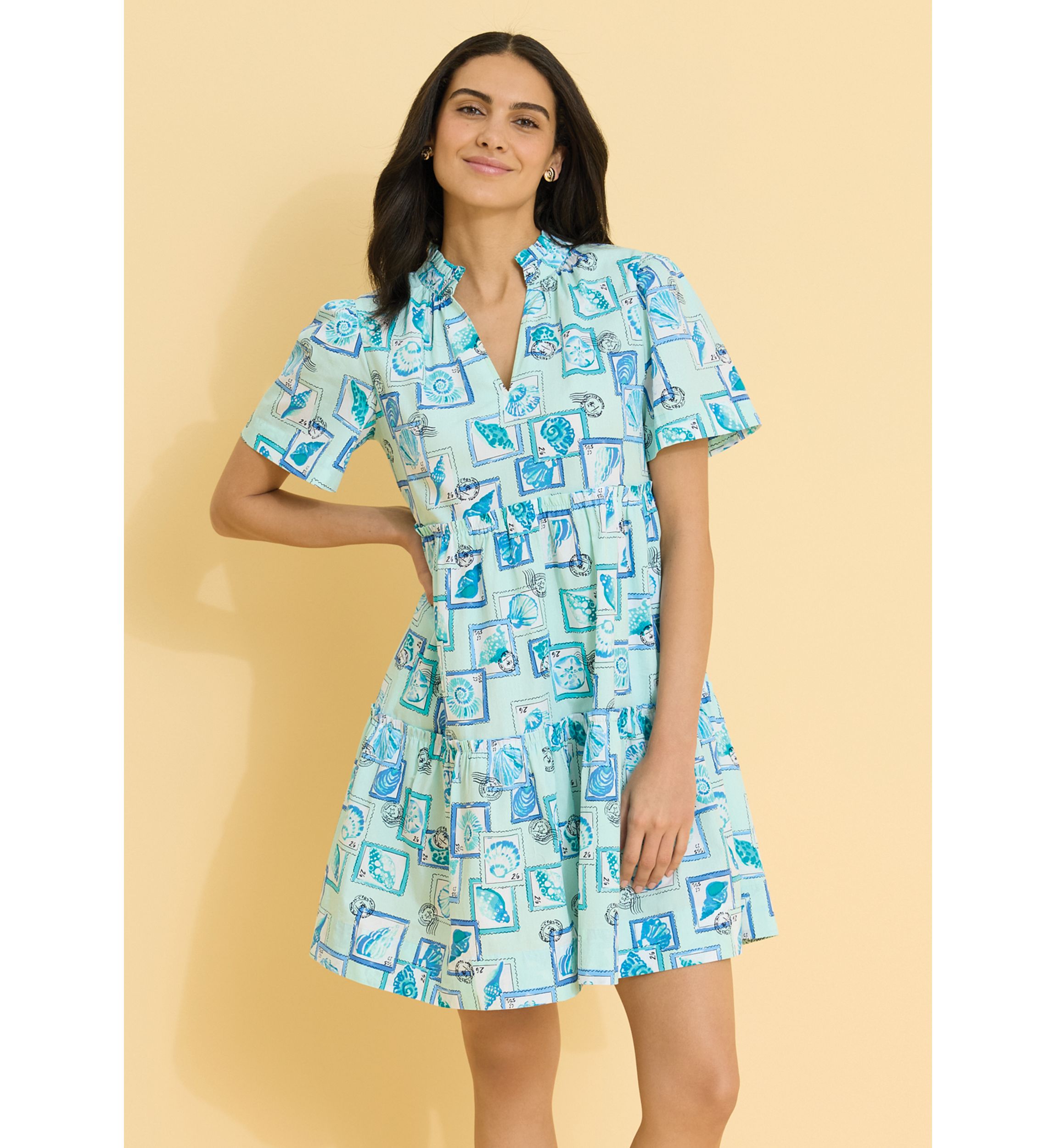 Crown & Ivy Sewing Down South x Crown & Ivy Harbor Short Sleeve Mini Dress  | Belk