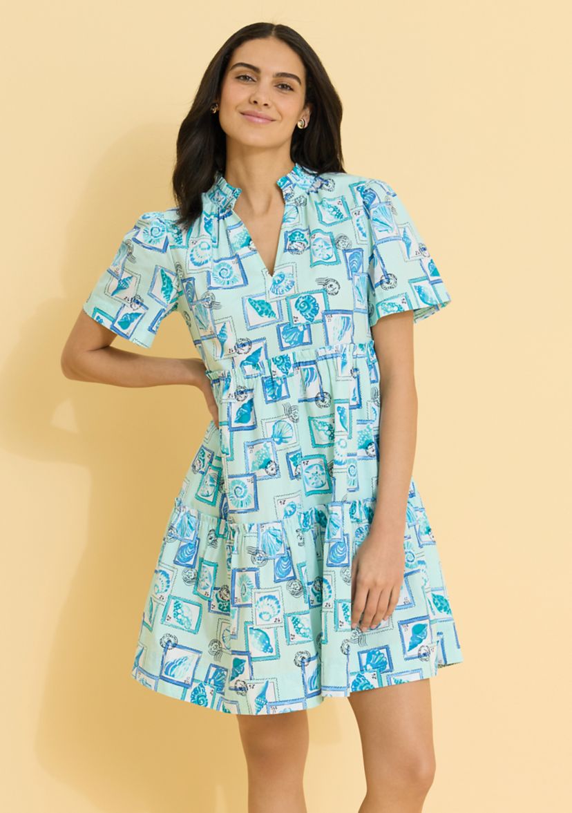 summer dress short sleeve Women Casual Crewneck Pockets Swing T-Shirt line silhouette Crown & Ivy Sewing Down