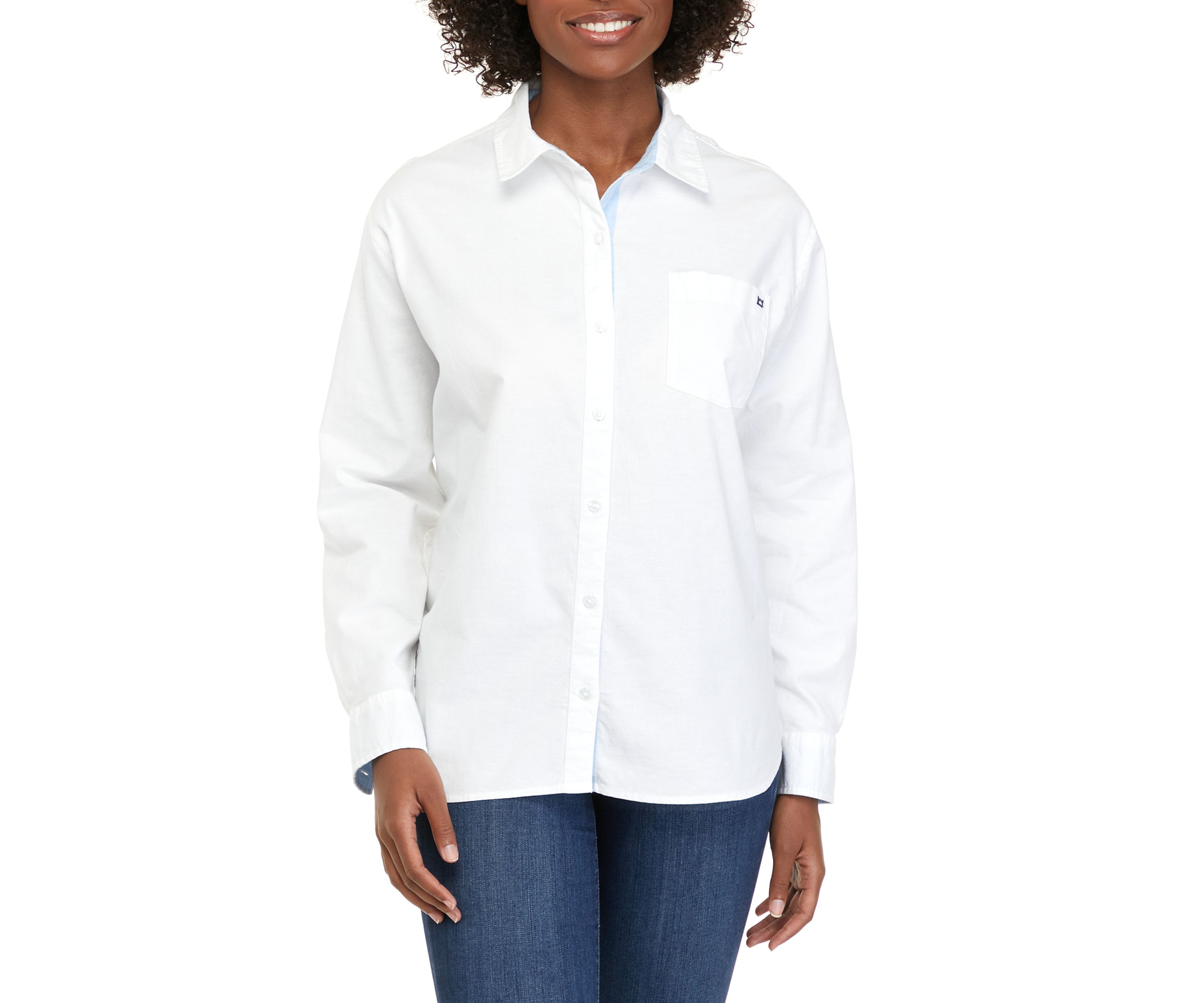 Petite Long Sleeve Oxford Boyfriend Shirt