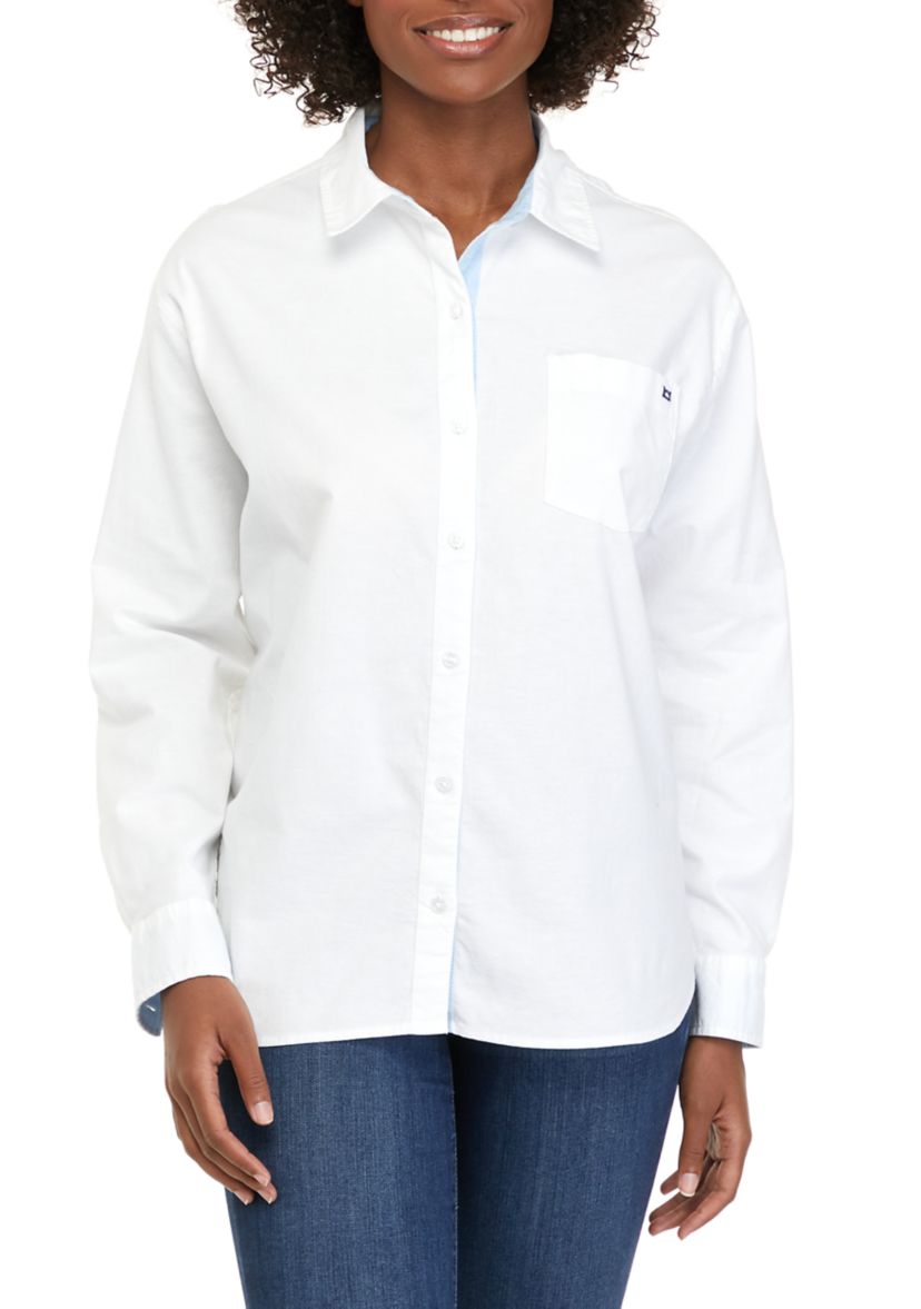 Petite Long Sleeve Oxford Boyfriend Shirt