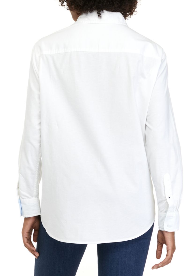 Petite Long Sleeve Oxford Boyfriend Shirt