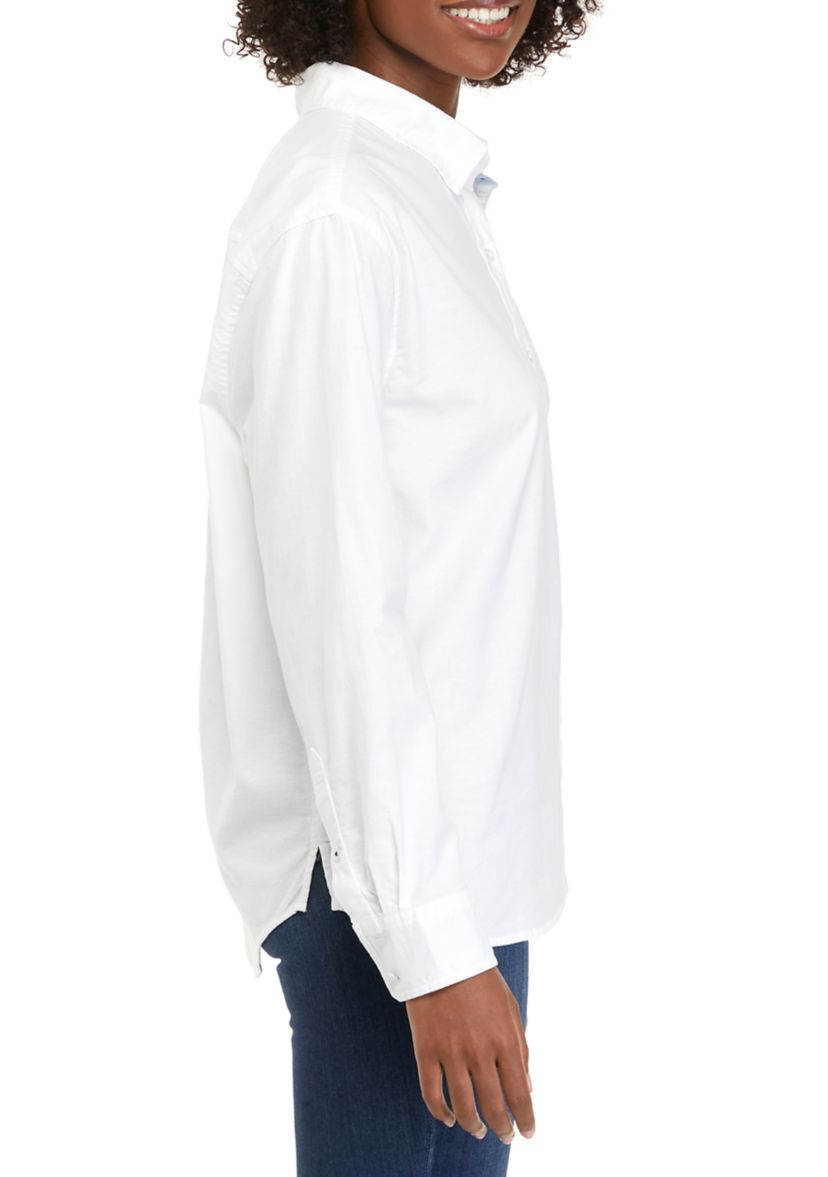 Petite Long Sleeve Oxford Boyfriend Shirt