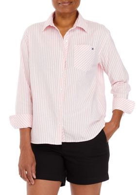 Crown & Ivy™ Petite Long Sleeve Oxford Boyfriend Shirt | belk