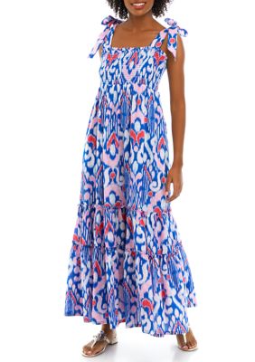 Petite Floral Tiered Ruffle Fitted Maxi Dress