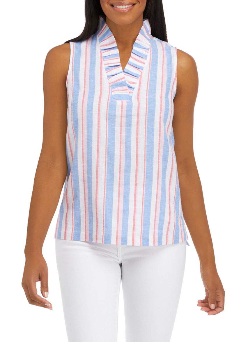 Petite Ruffle V-Neck Top