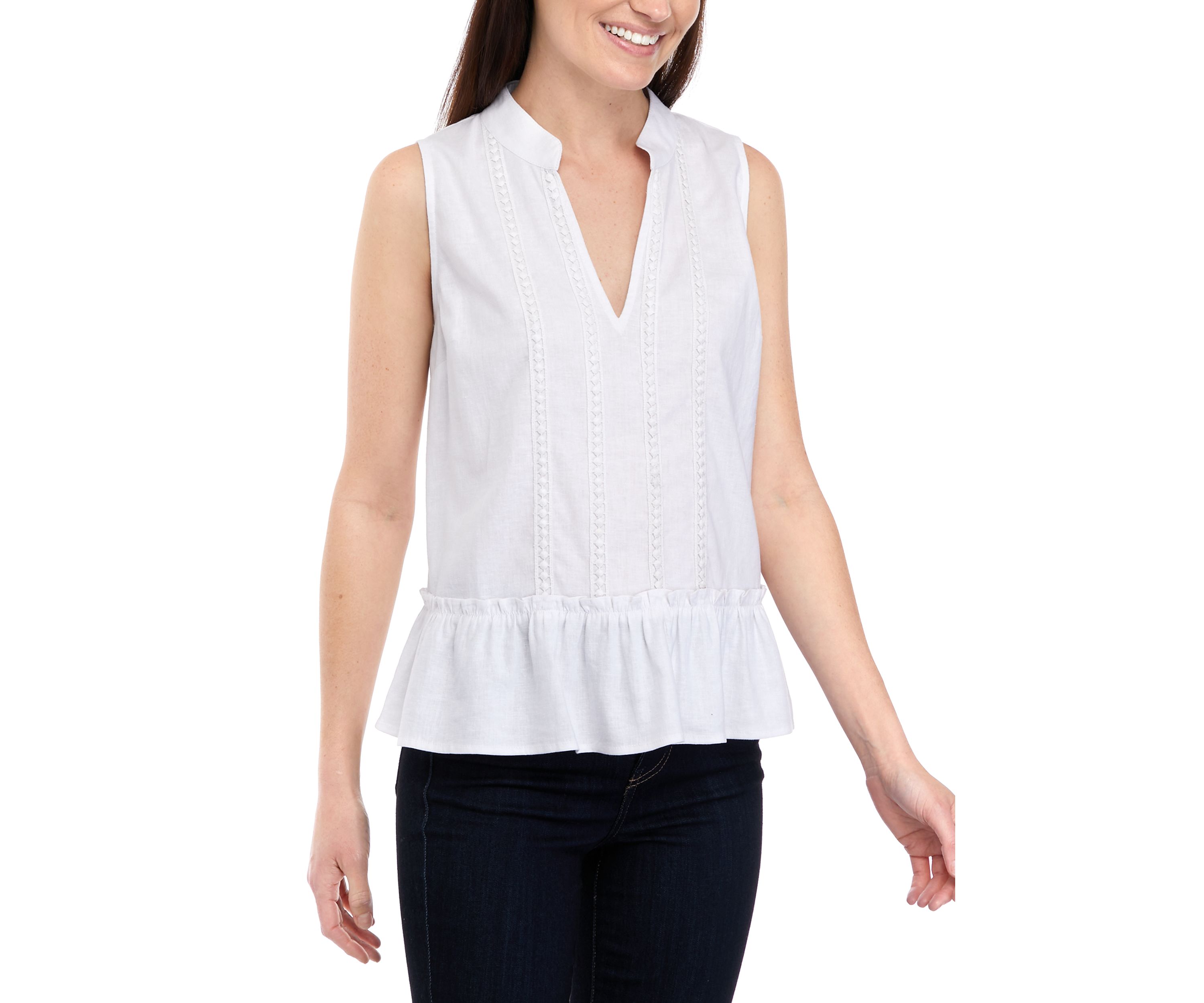 Petite Sleeveless Trim Peasant Top