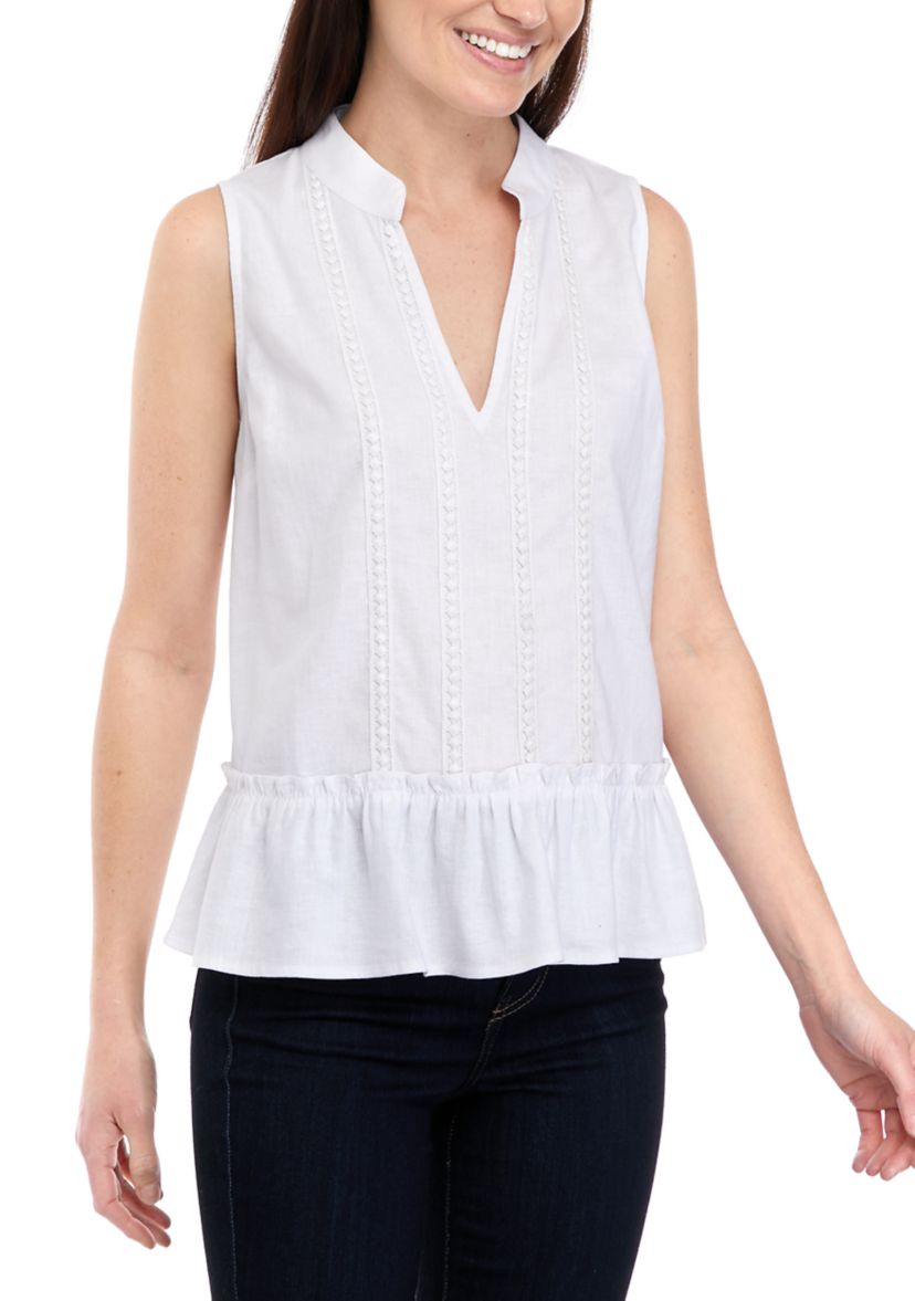 Petite Sleeveless Trim Peasant Top