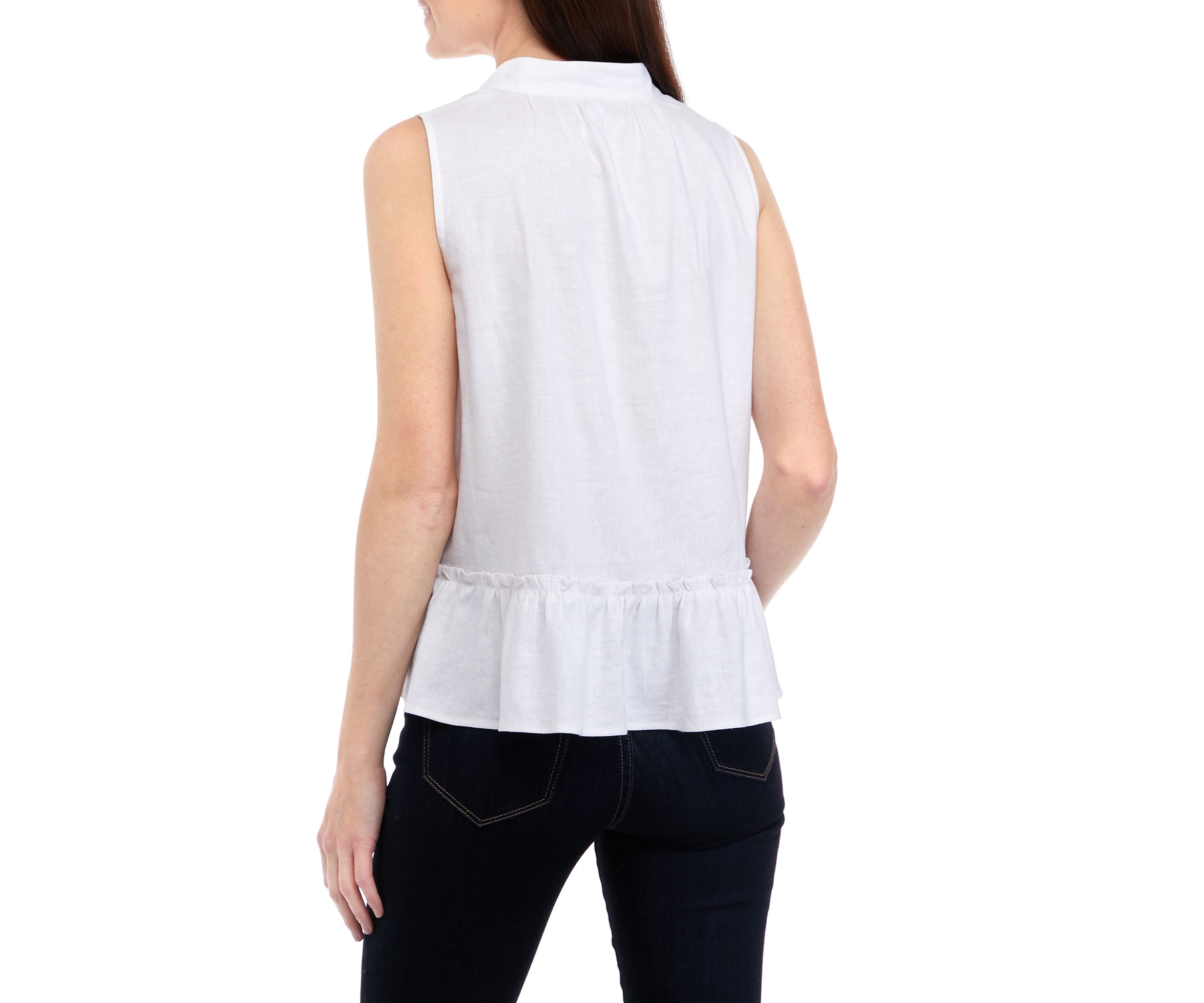 Petite Sleeveless Trim Peasant Top