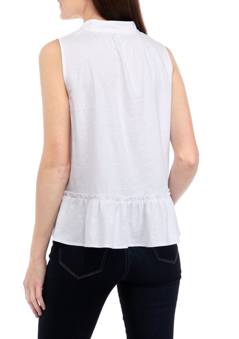 Petite Sleeveless Trim Peasant Top
