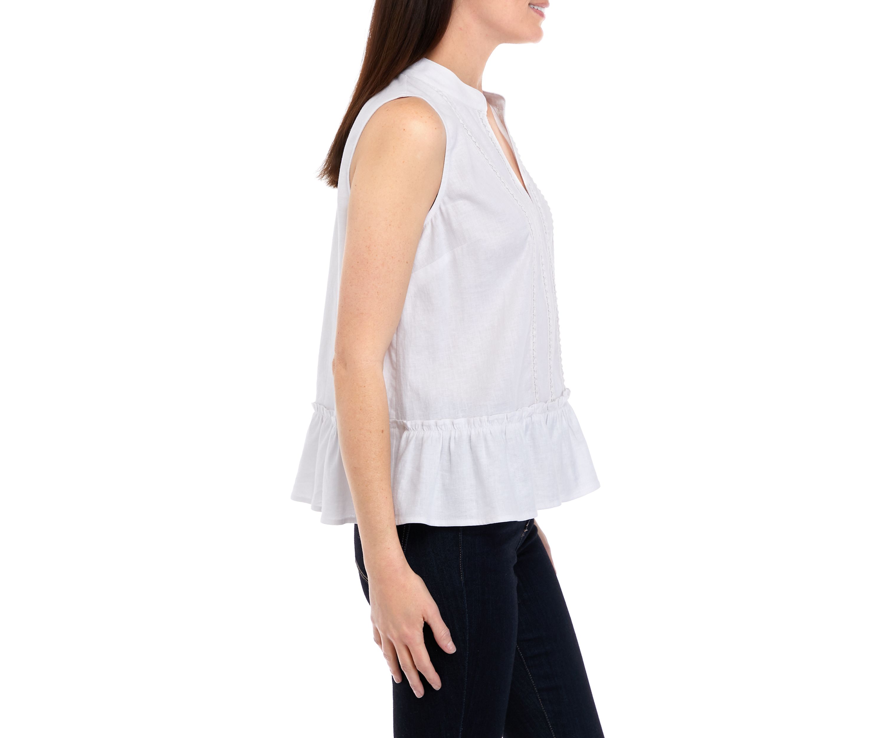 Petite Sleeveless Trim Peasant Top