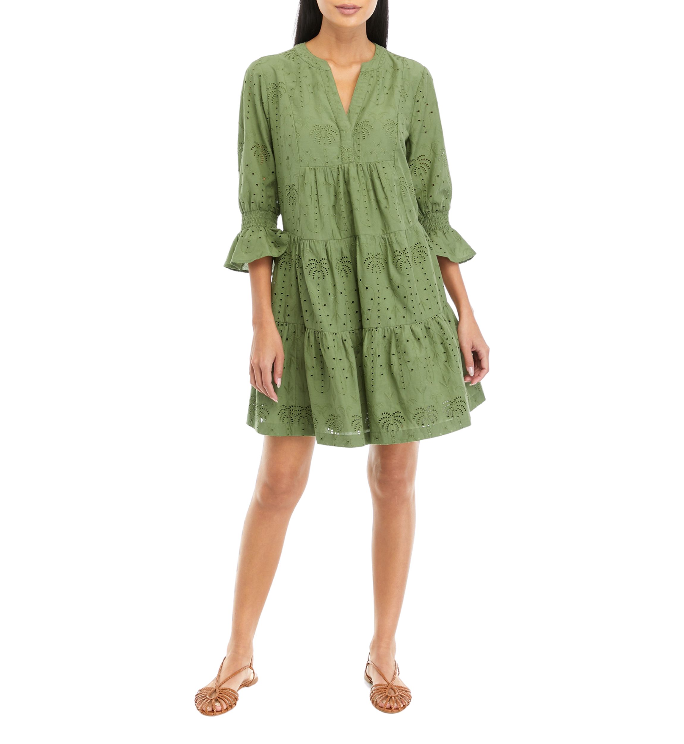 Petite Tiered Eyelet Mini Dress