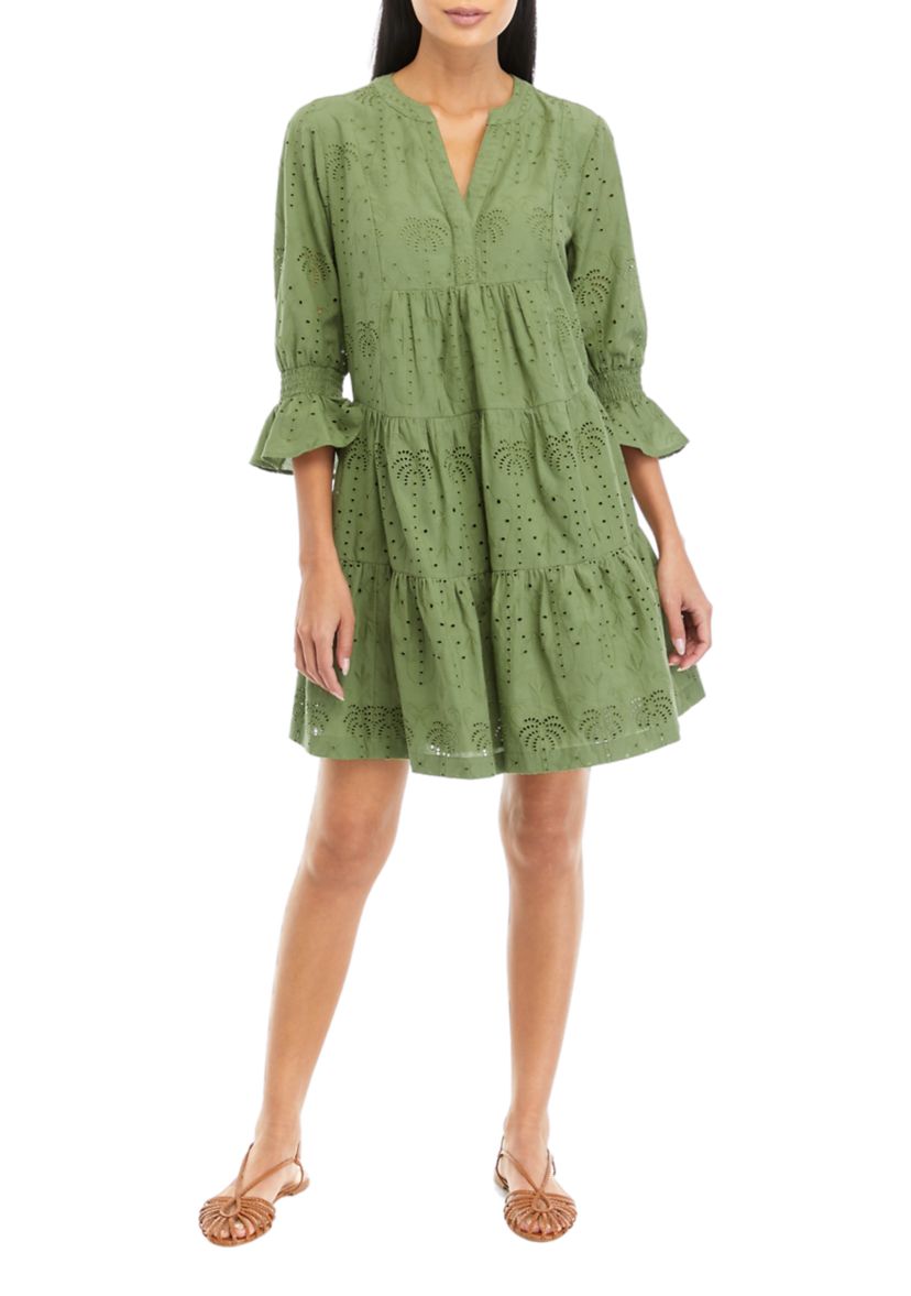 Petite Tiered Eyelet Mini Dress