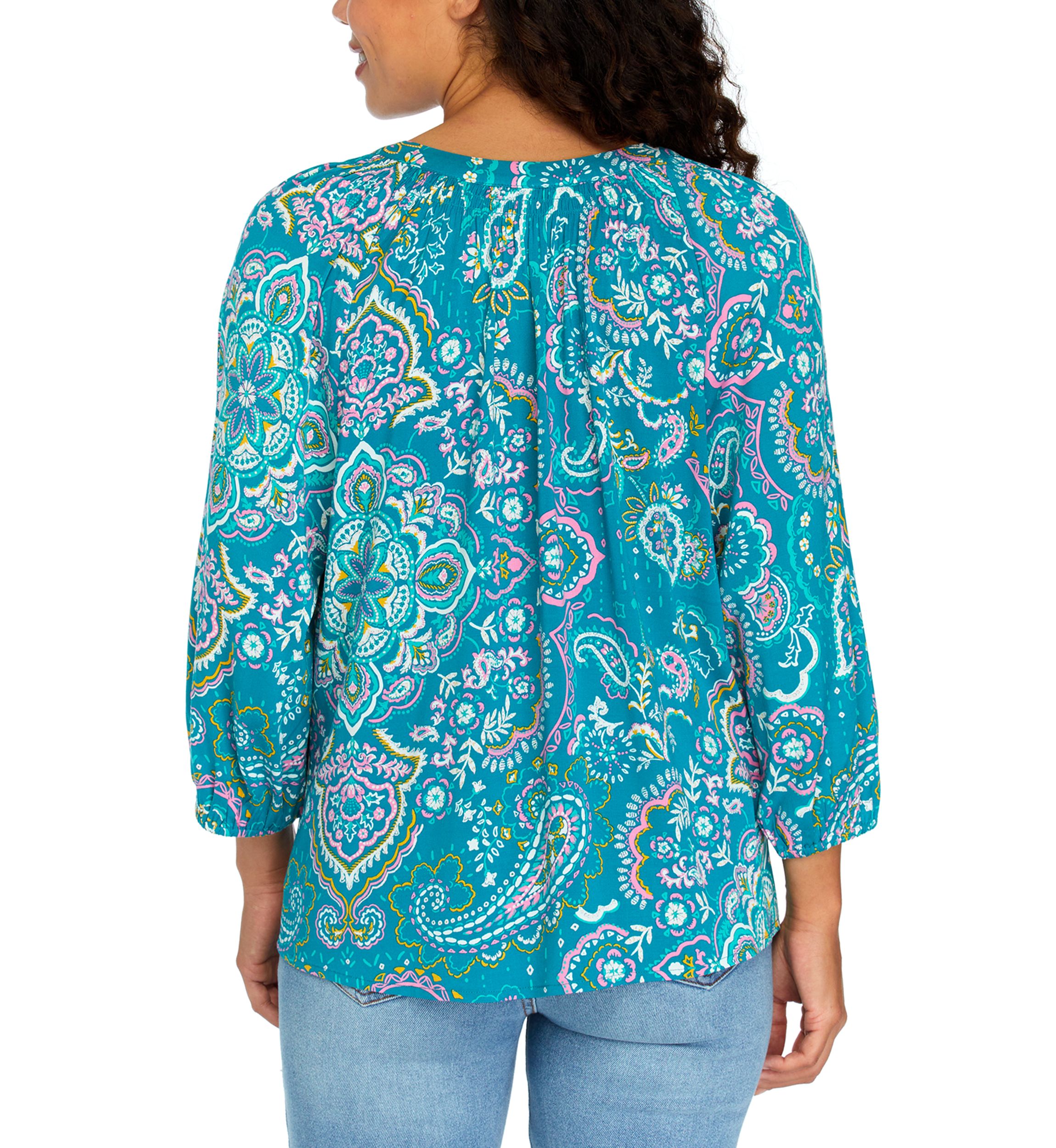 Petite 3/4 Sleeve Peasant Top 