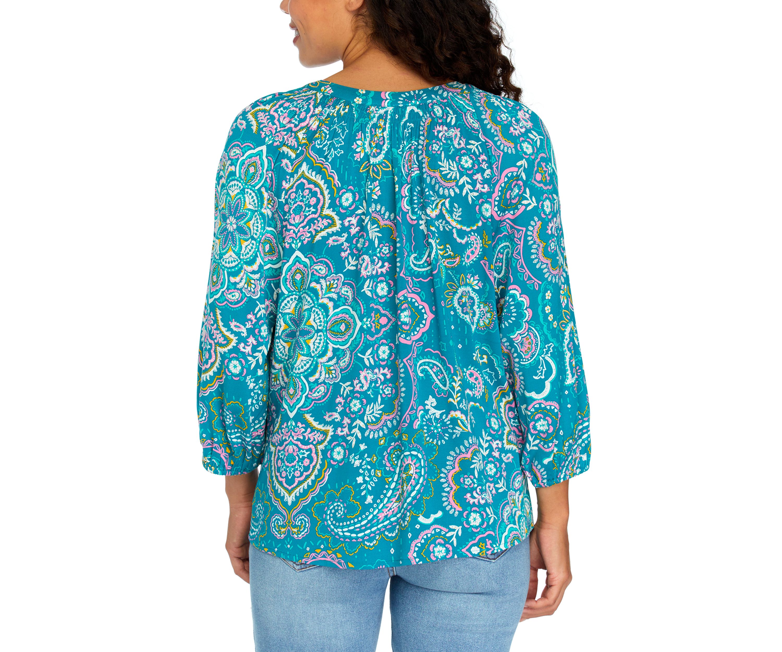 Petite 3/4 Sleeve Peasant Top 
