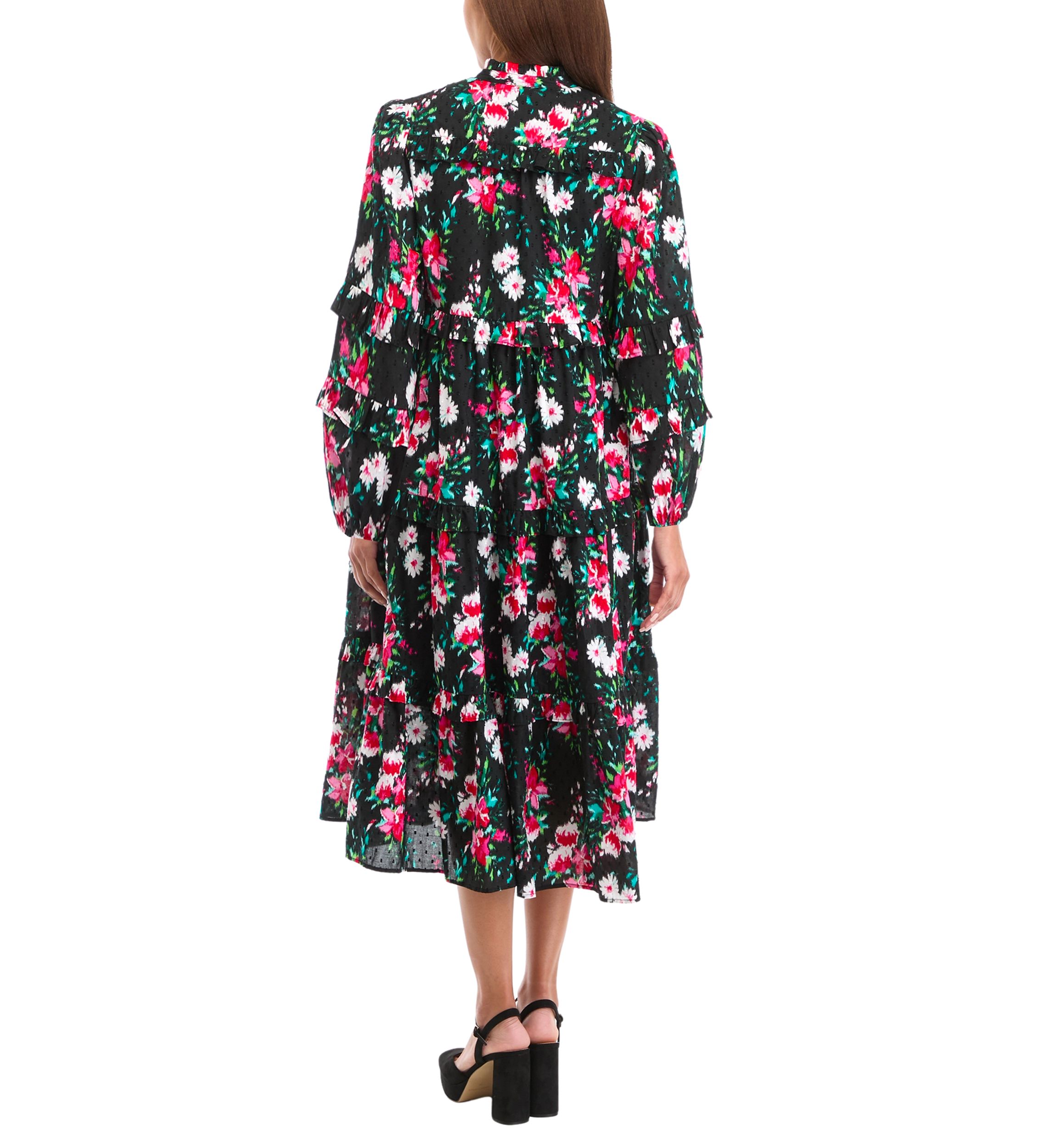 Petite Long Sleeve Floral Midi Dress