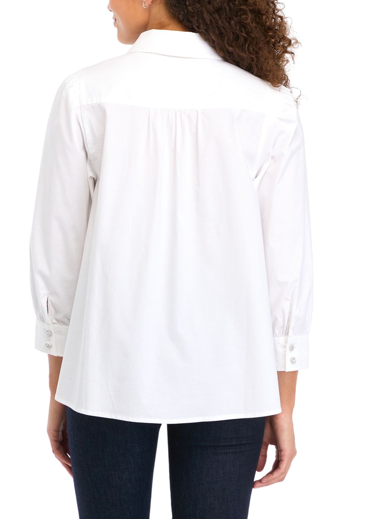 Petite 3/4 Sleeve Button Down Shirt