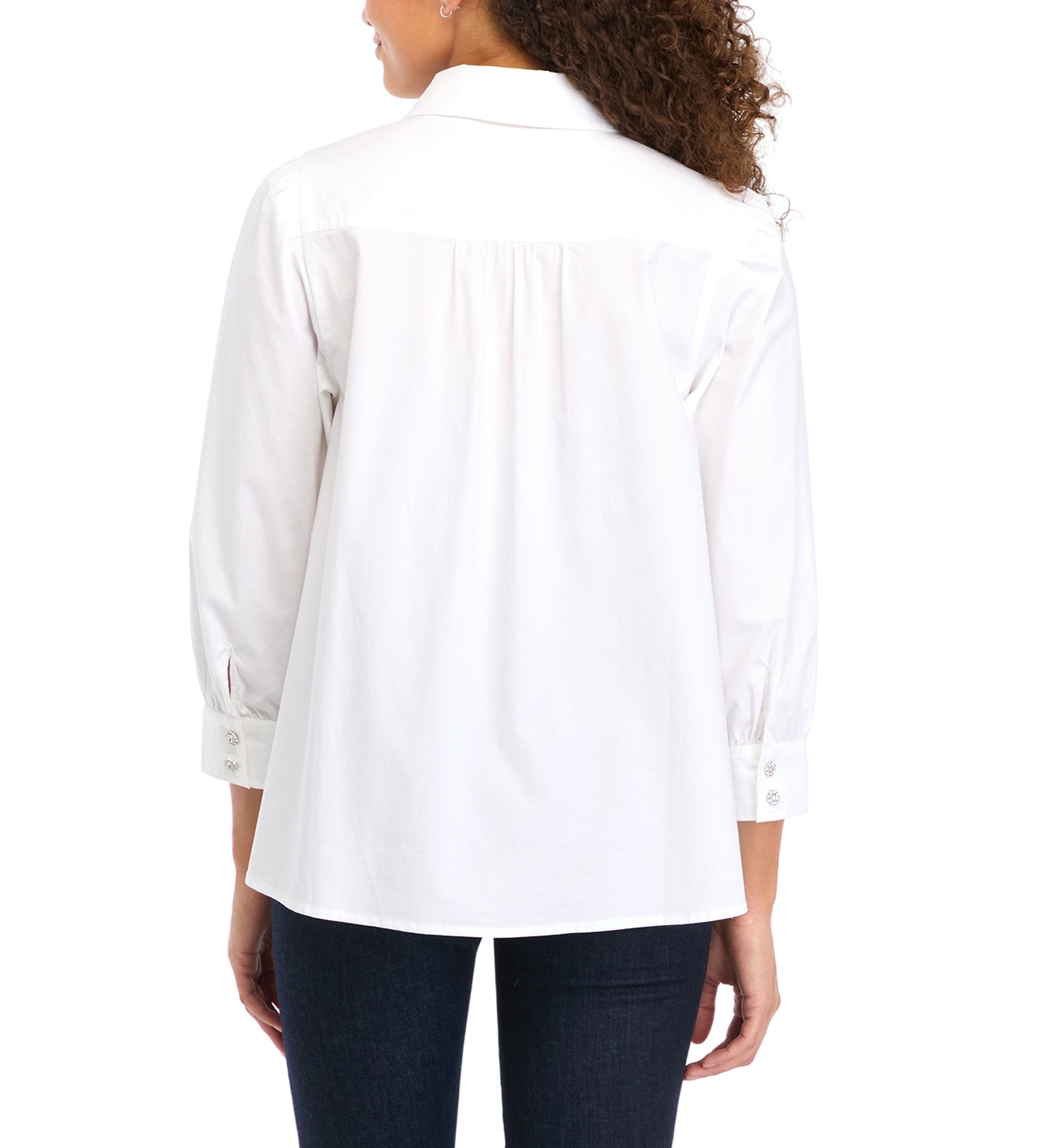 Petite 3/4 Sleeve Button Down Shirt