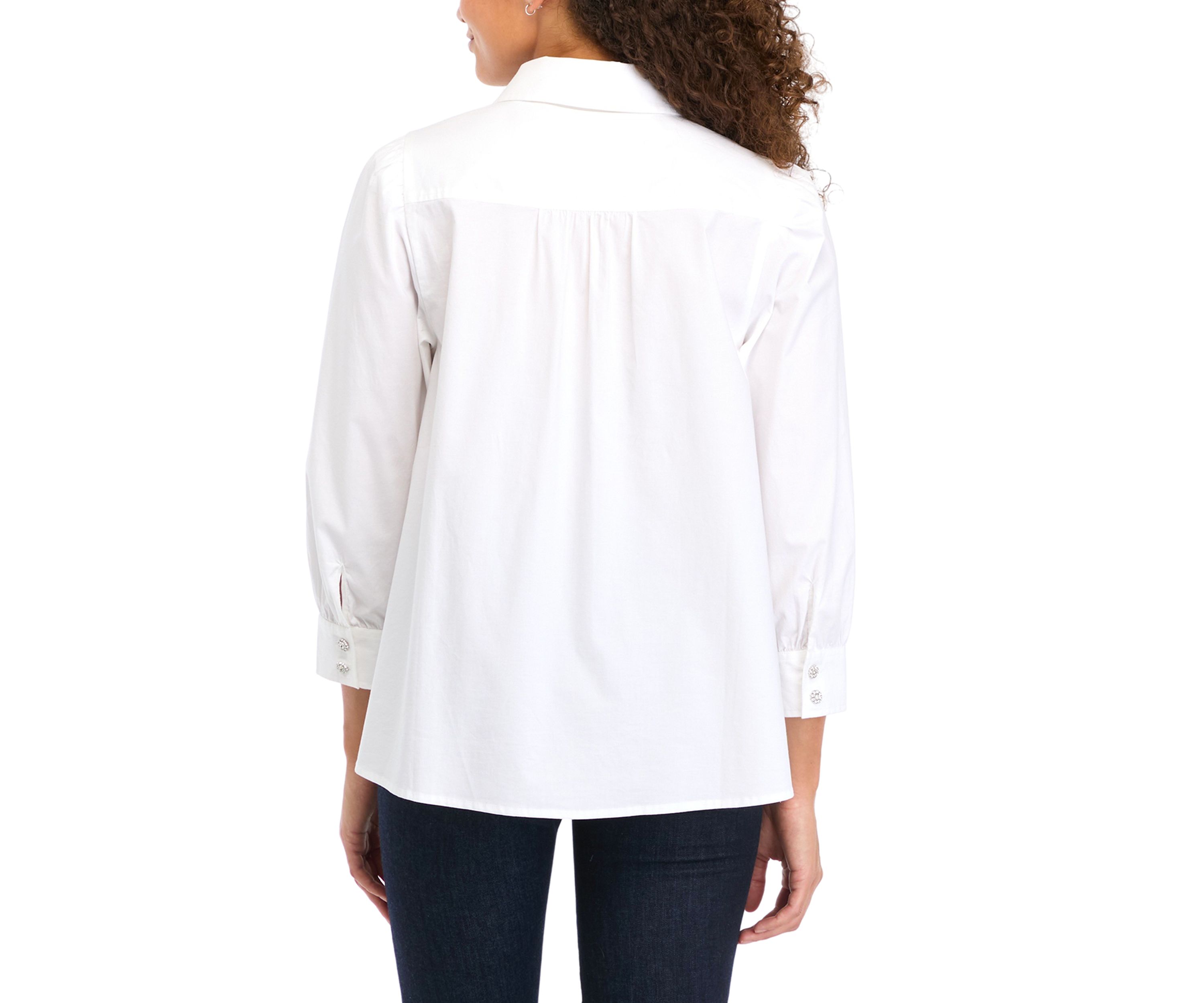 Petite 3/4 Sleeve Button Down Shirt