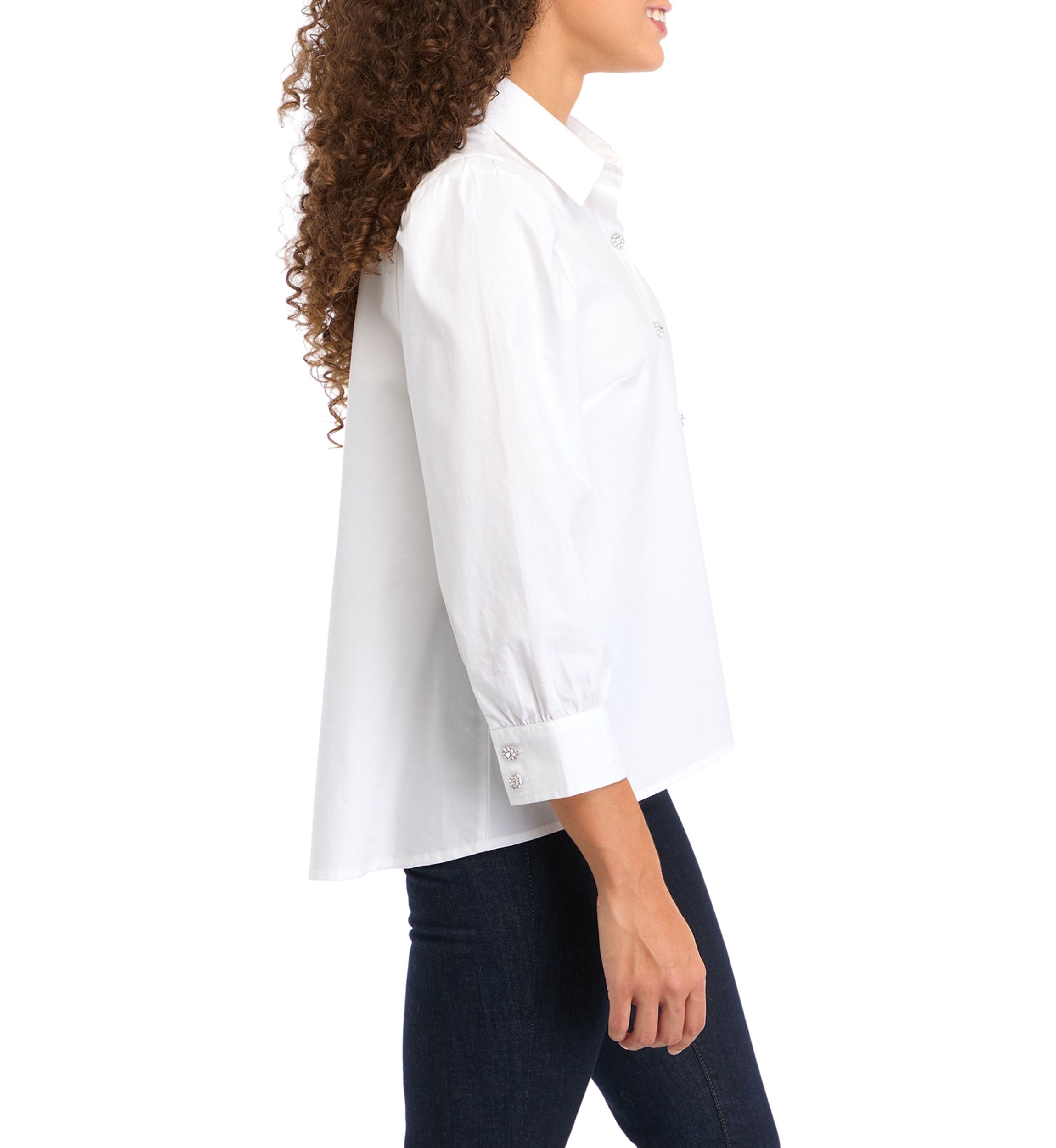 Petite 3/4 Sleeve Button Down Shirt