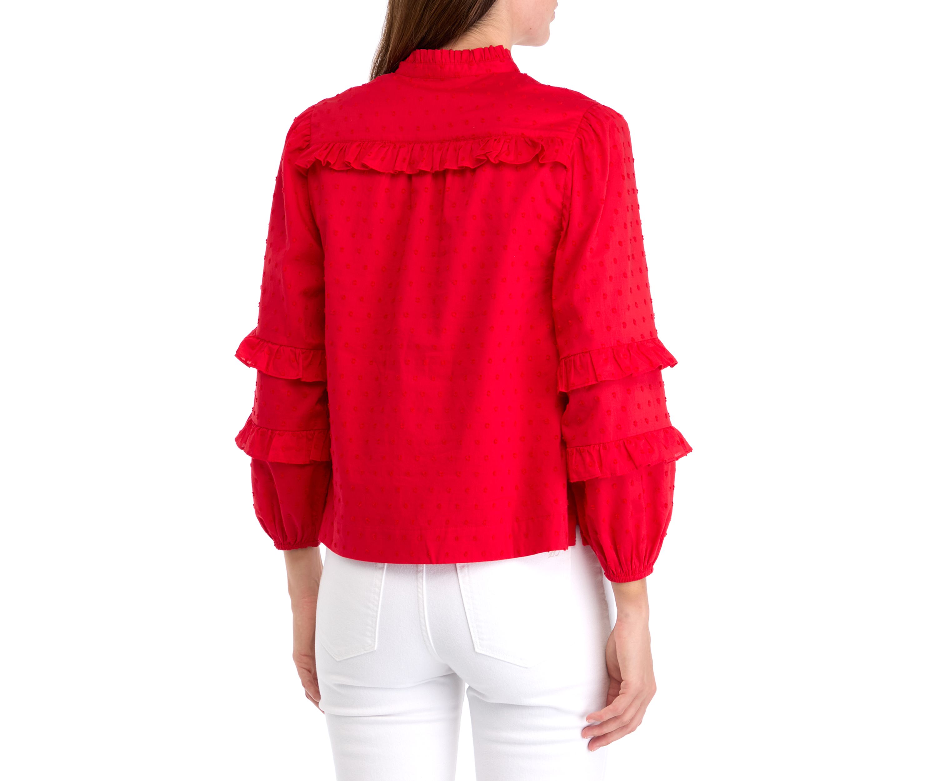 Petite Long Sleeve Ruffle Top