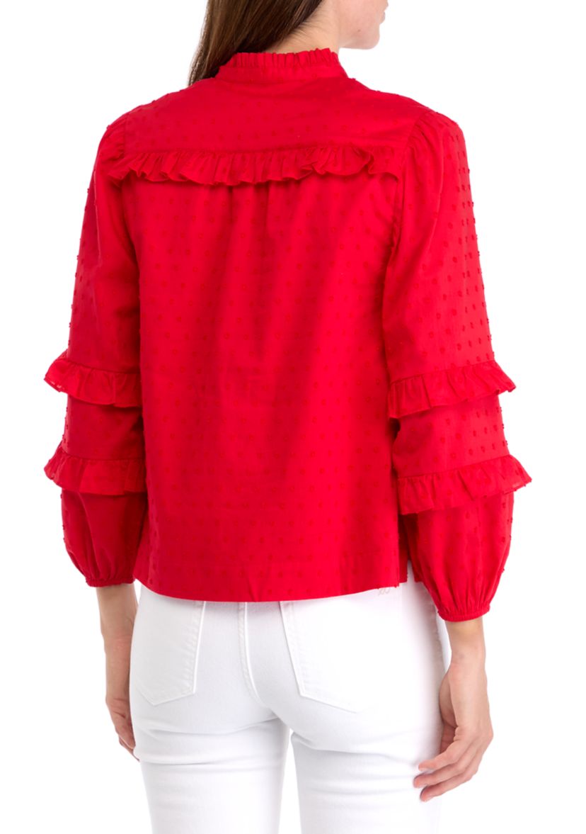 Petite Long Sleeve Ruffle Top