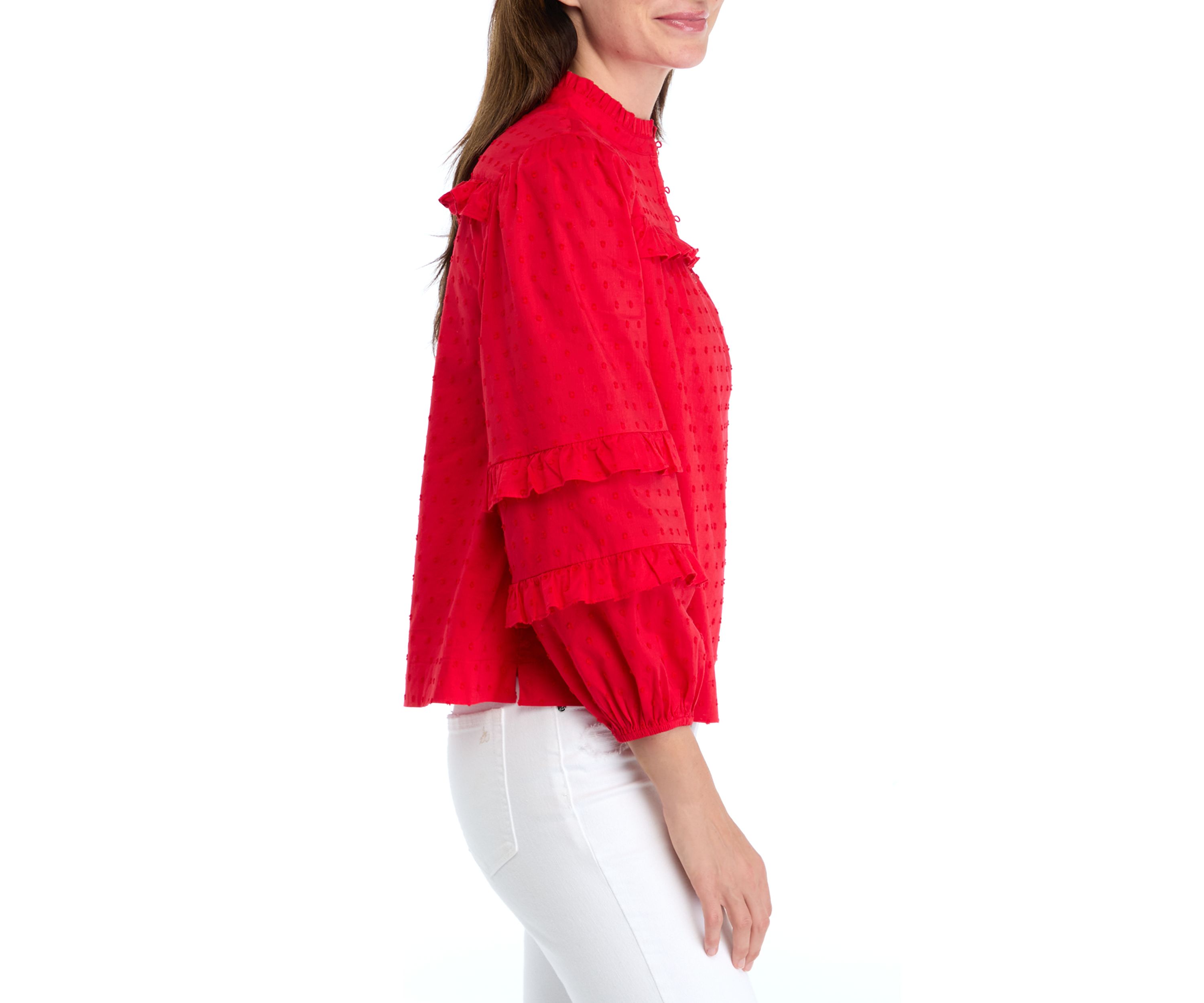 Petite Long Sleeve Ruffle Top