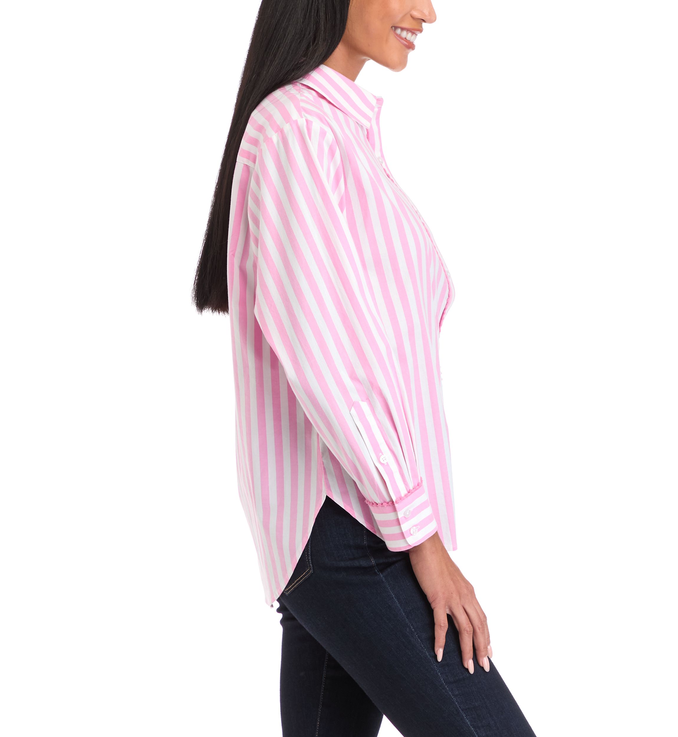 Petite Striped Button Down Shirt