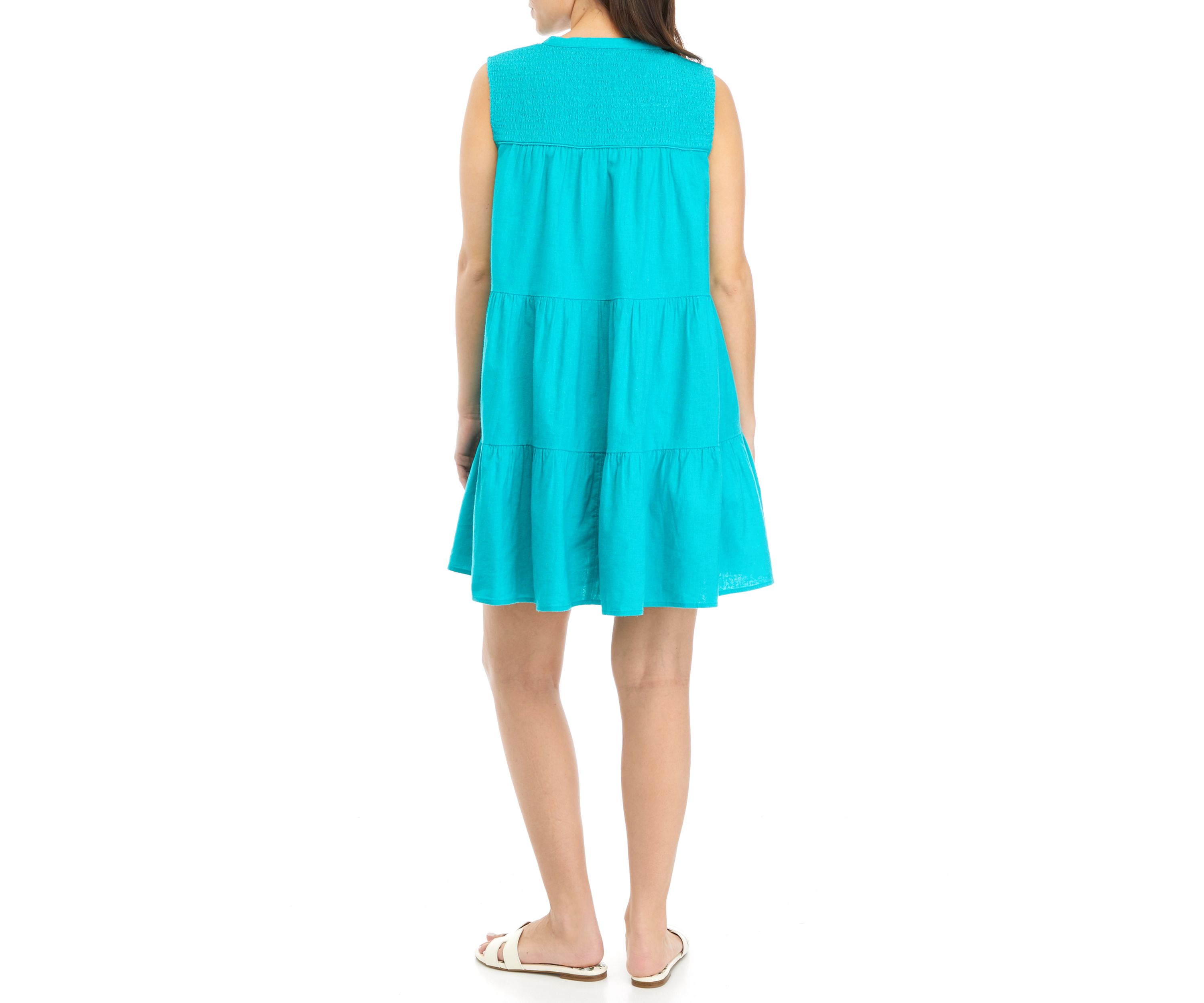 Petite Sleeveless Smocked Peasant Dress