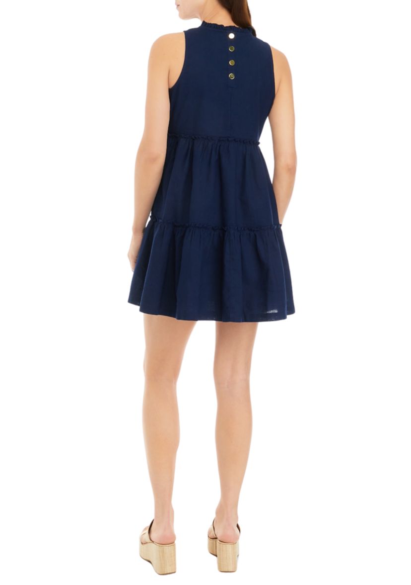 Petite Sleeveless Ruffle Neck Dress