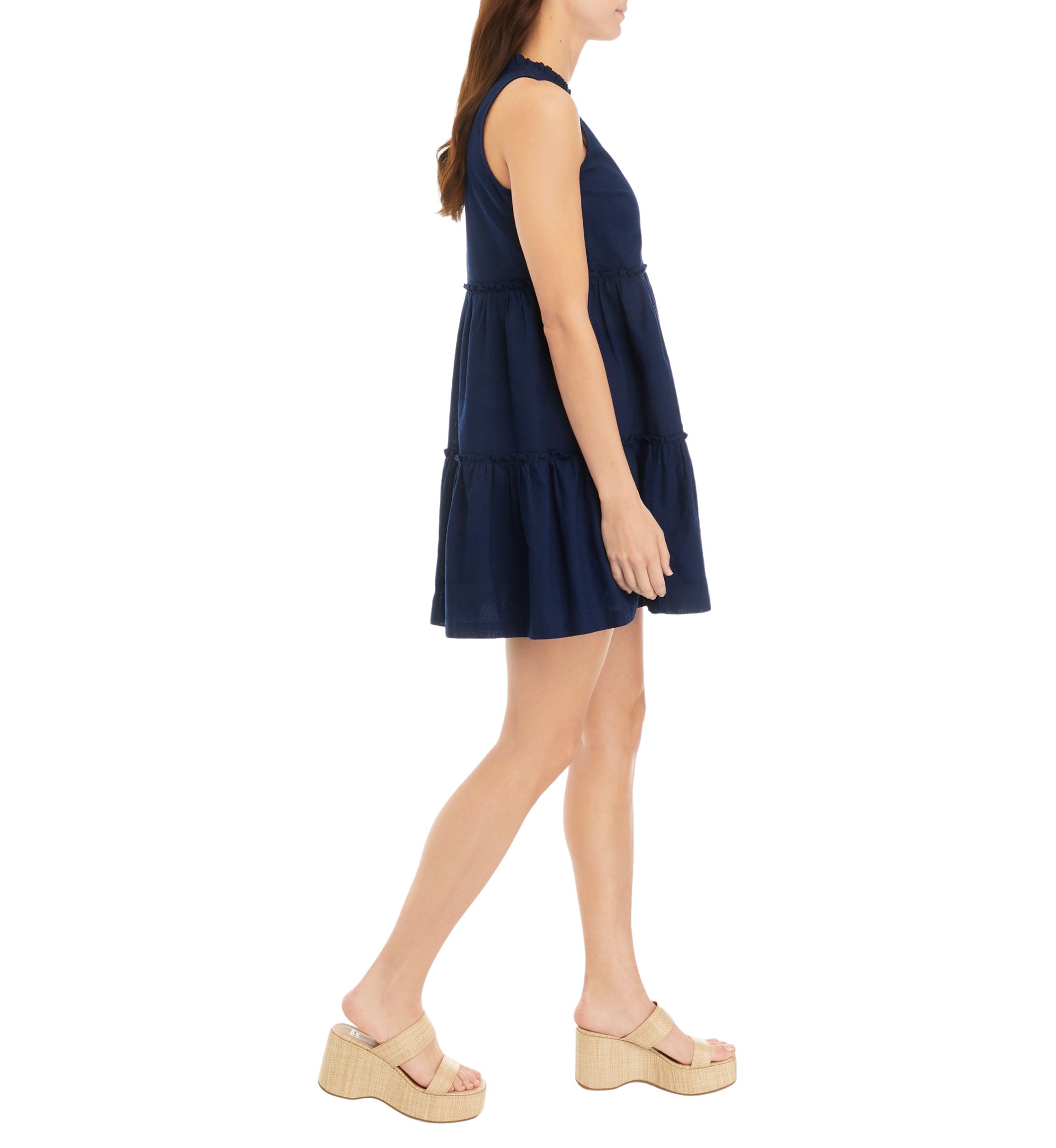Petite Sleeveless Ruffle Neck Dress