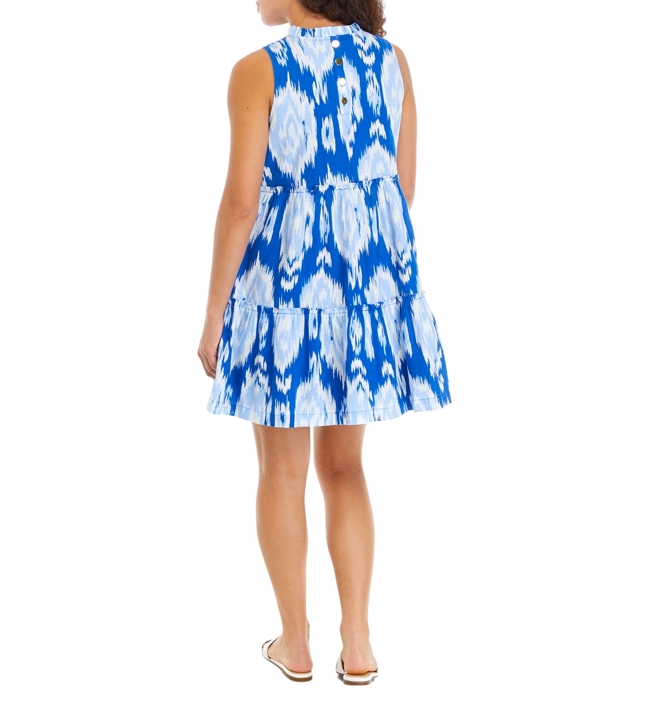 Petite Sleeveless Ruffle Neck Printed Dress