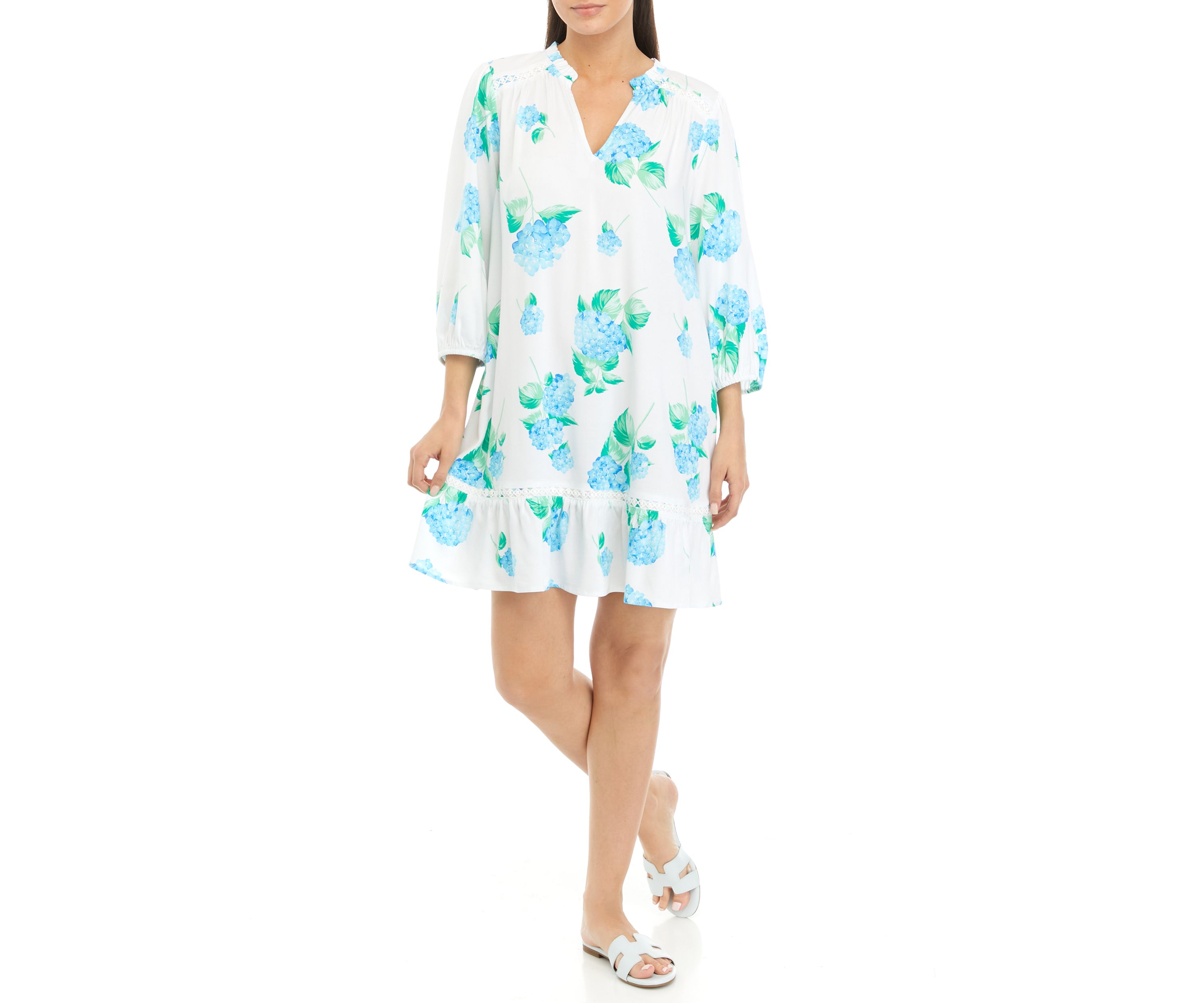 Petite Printed Ruffle Dress