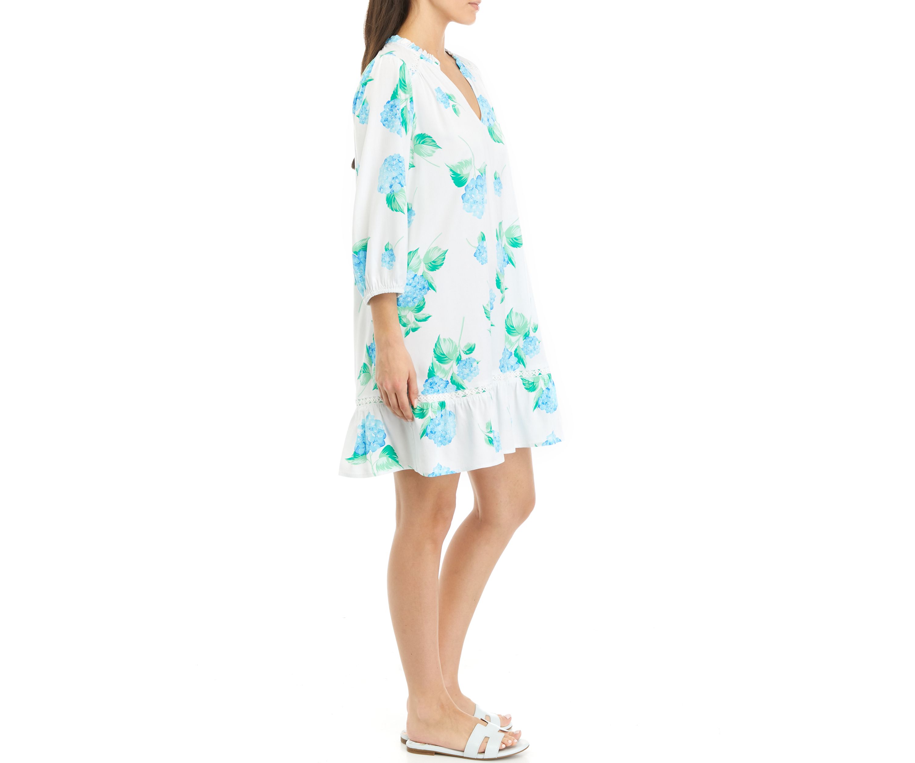 Petite Printed Ruffle Dress