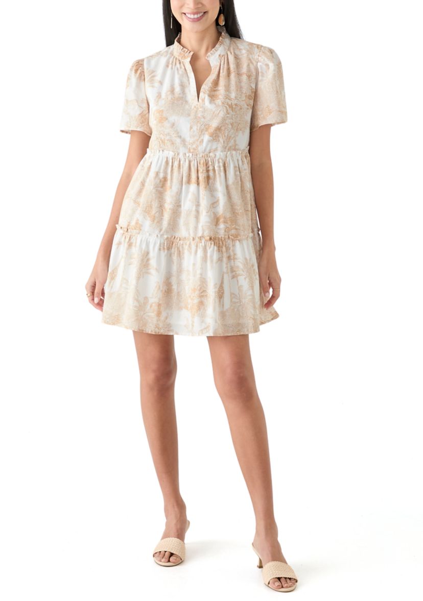 Petite Printed Peasant Dress