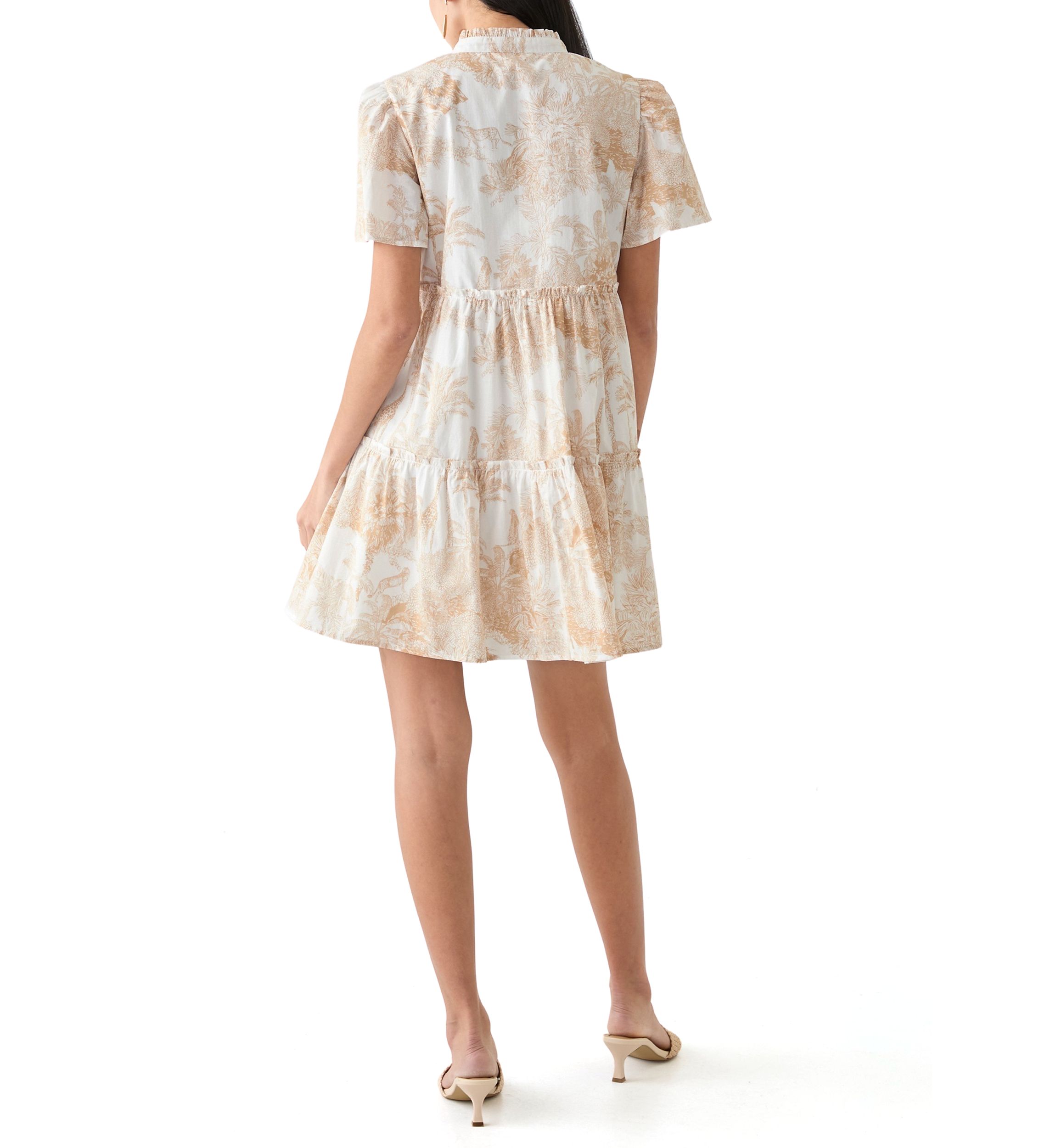 Petite Printed Peasant Dress