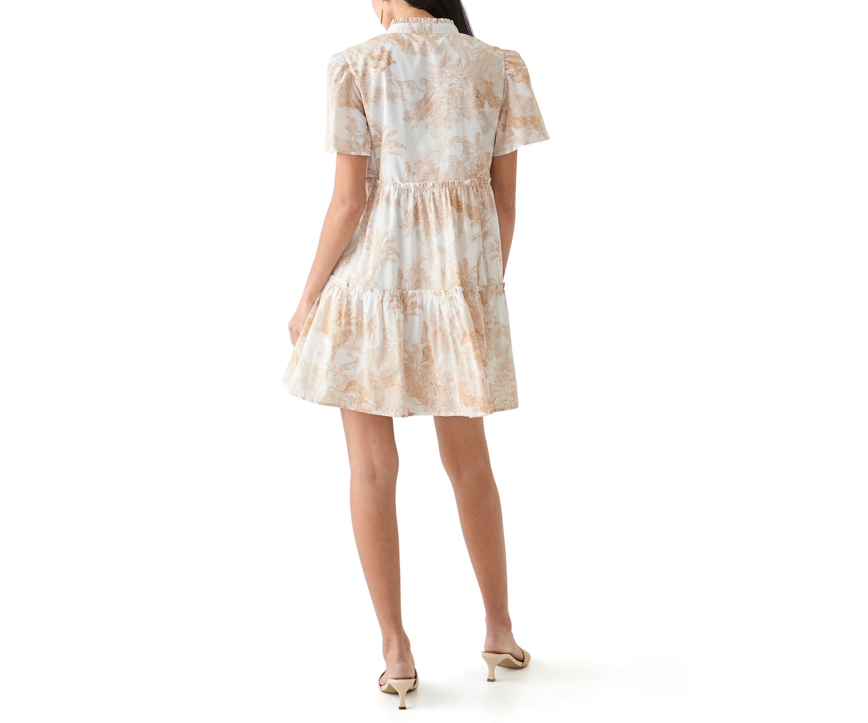Petite Printed Peasant Dress