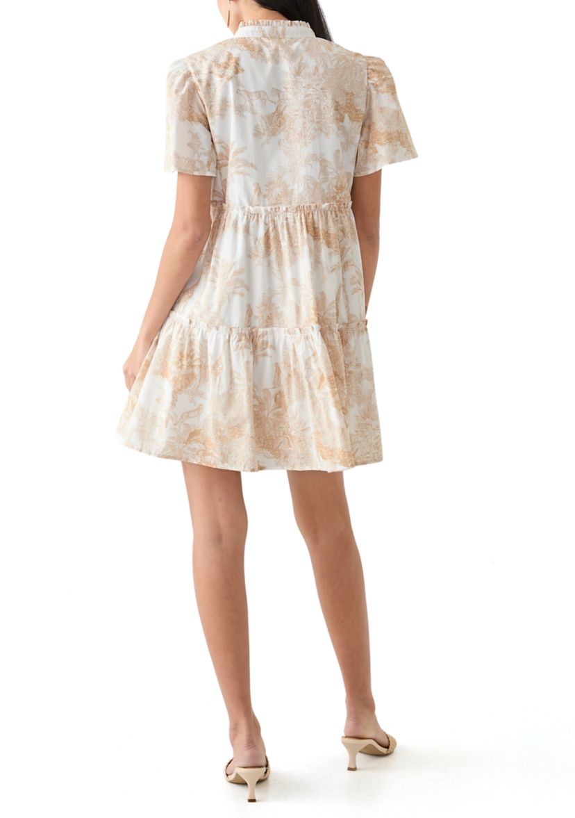 Petite Printed Peasant Dress