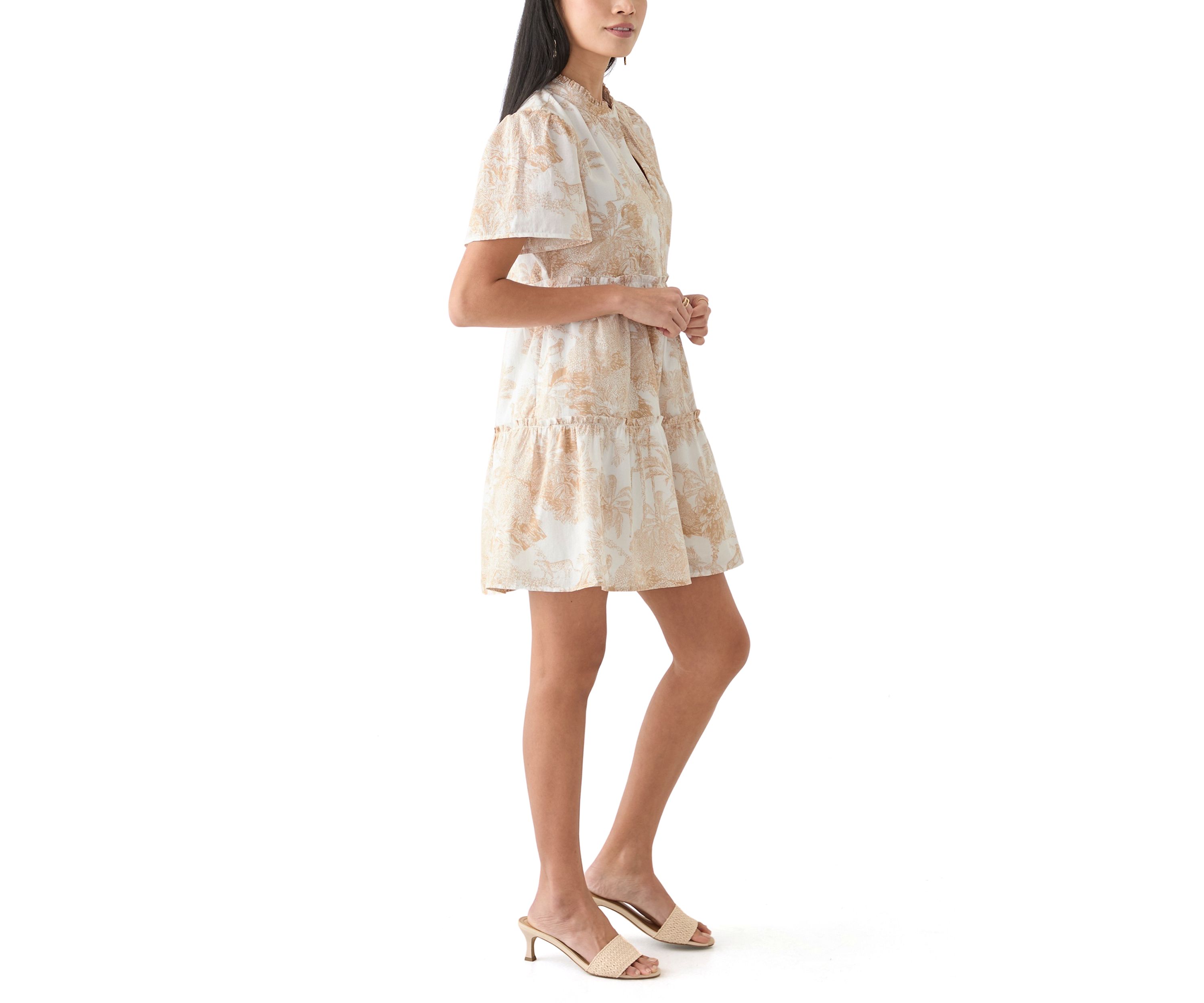 Petite Printed Peasant Dress
