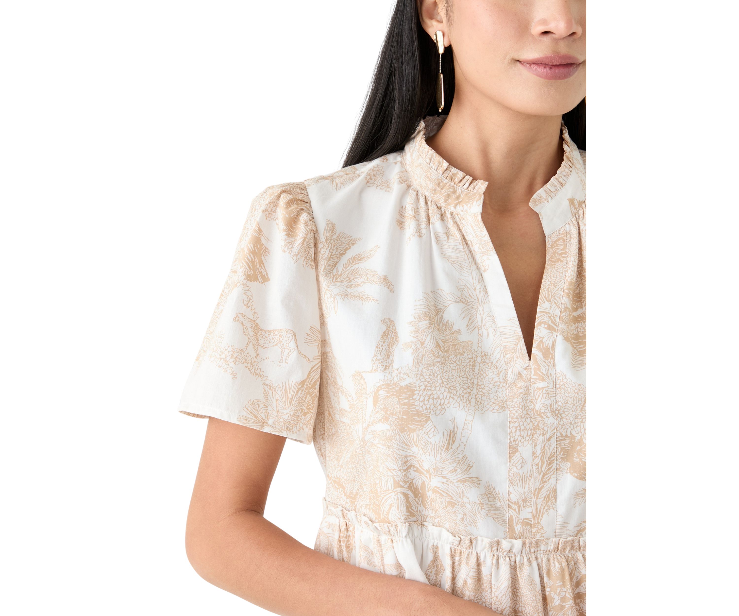 Petite Printed Peasant Dress