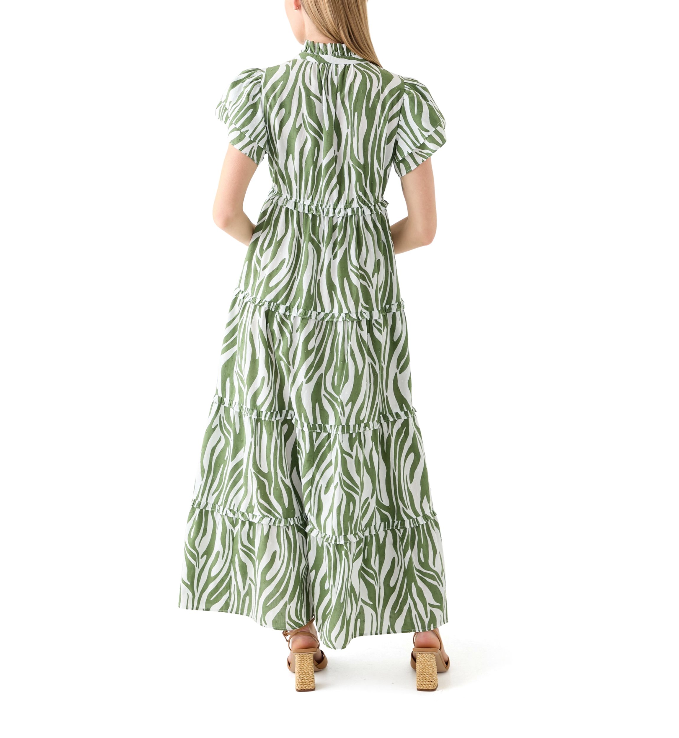 Petite Flutter Sleeve Printed Maxi Dress