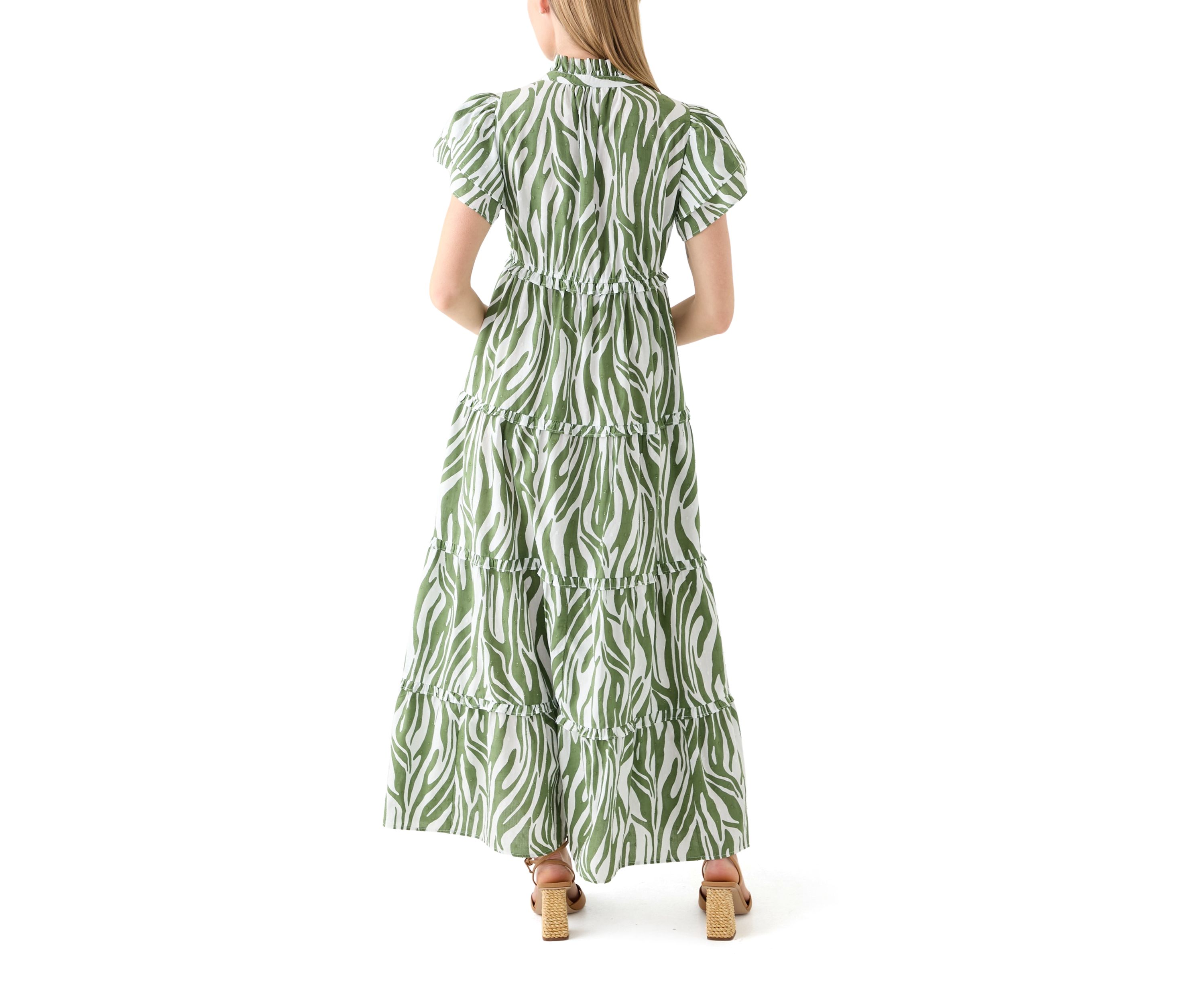 Petite Flutter Sleeve Printed Maxi Dress